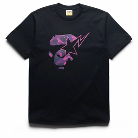 button-down A Bathing Ape Color Camo Ape Face Sta Tee - Black/Purple