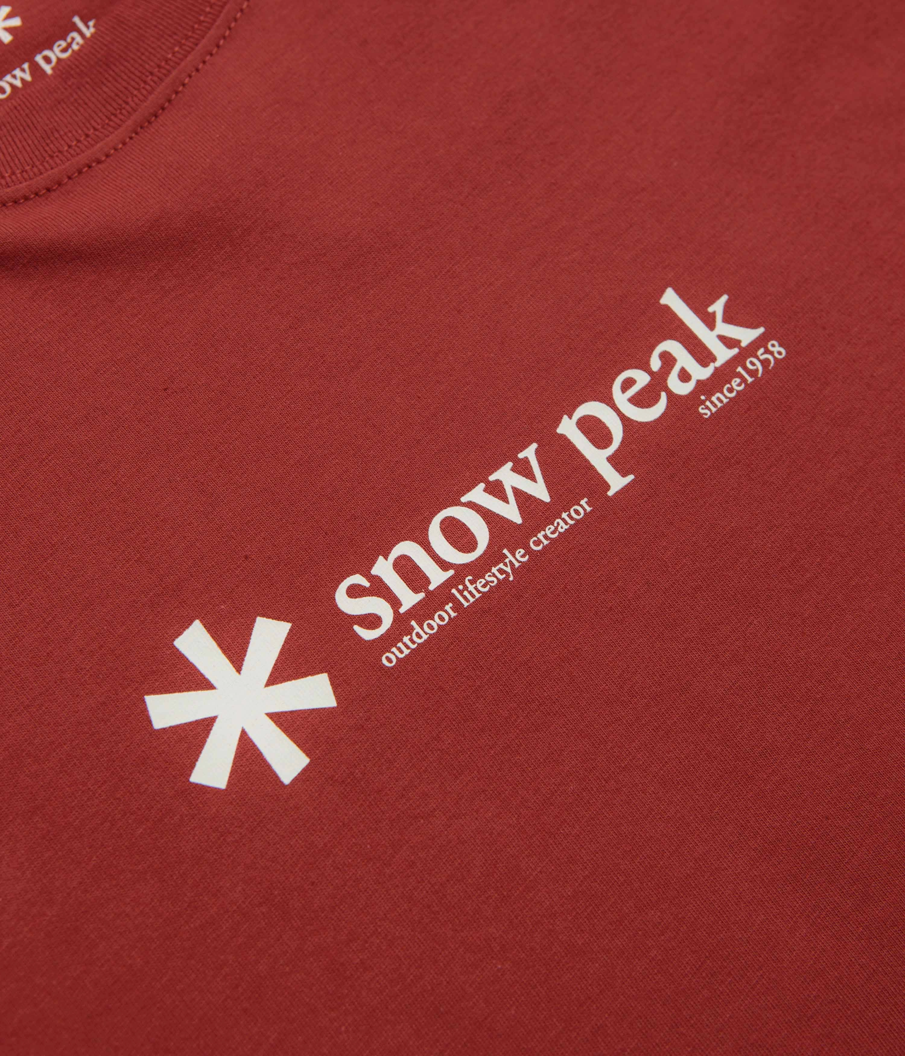 loose silhouette ethnic prints Snow Peak Soft Cotton Logo T-Shirt - Red