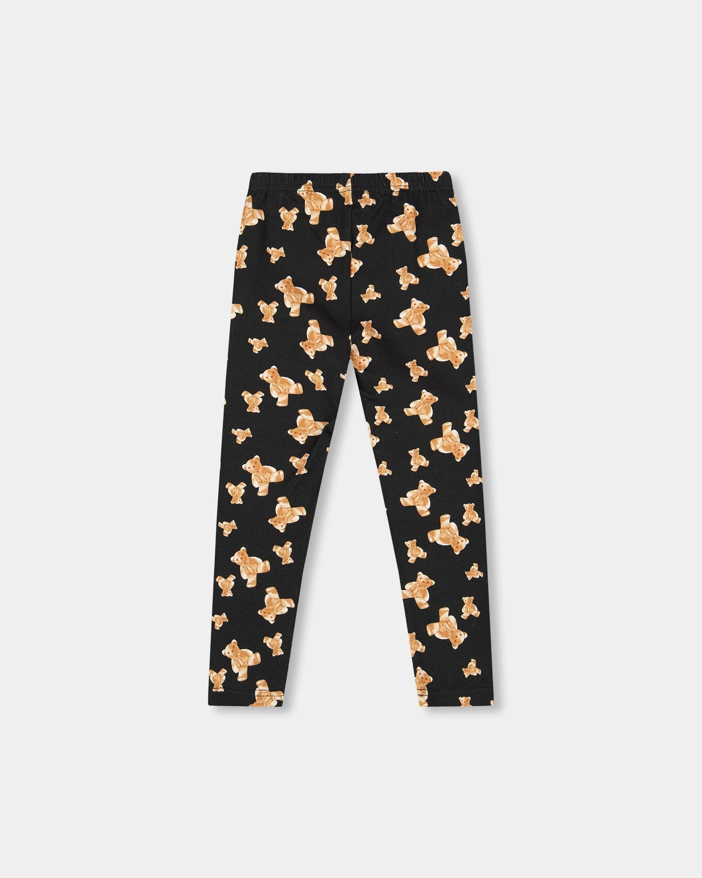 Jersey Leggings Black Teddy Bear Print Stain Repellent Coating