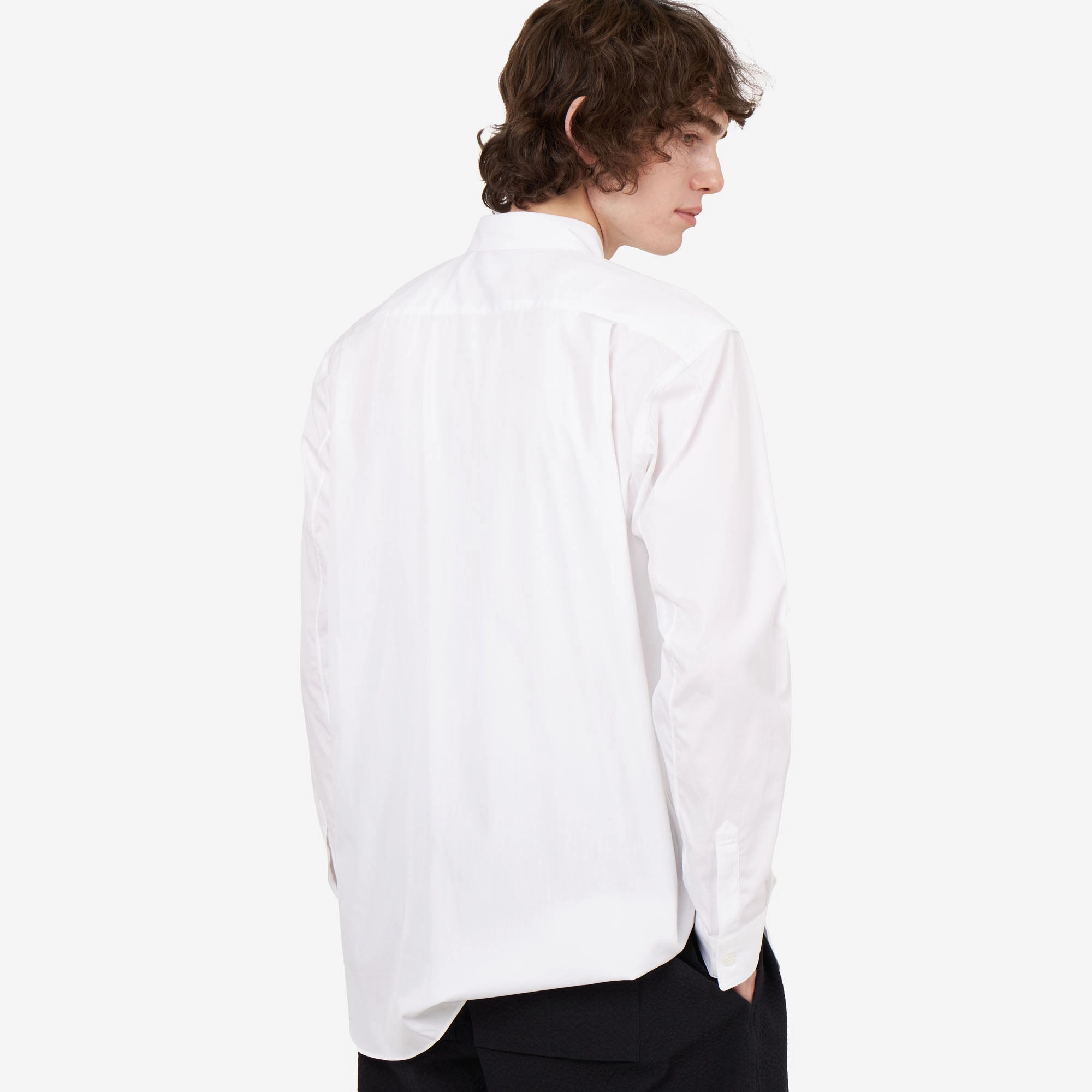 Durable Stitching Runway Inspired COMME des GAR?ONS SHIRT Oversized Pocket Shirt / White