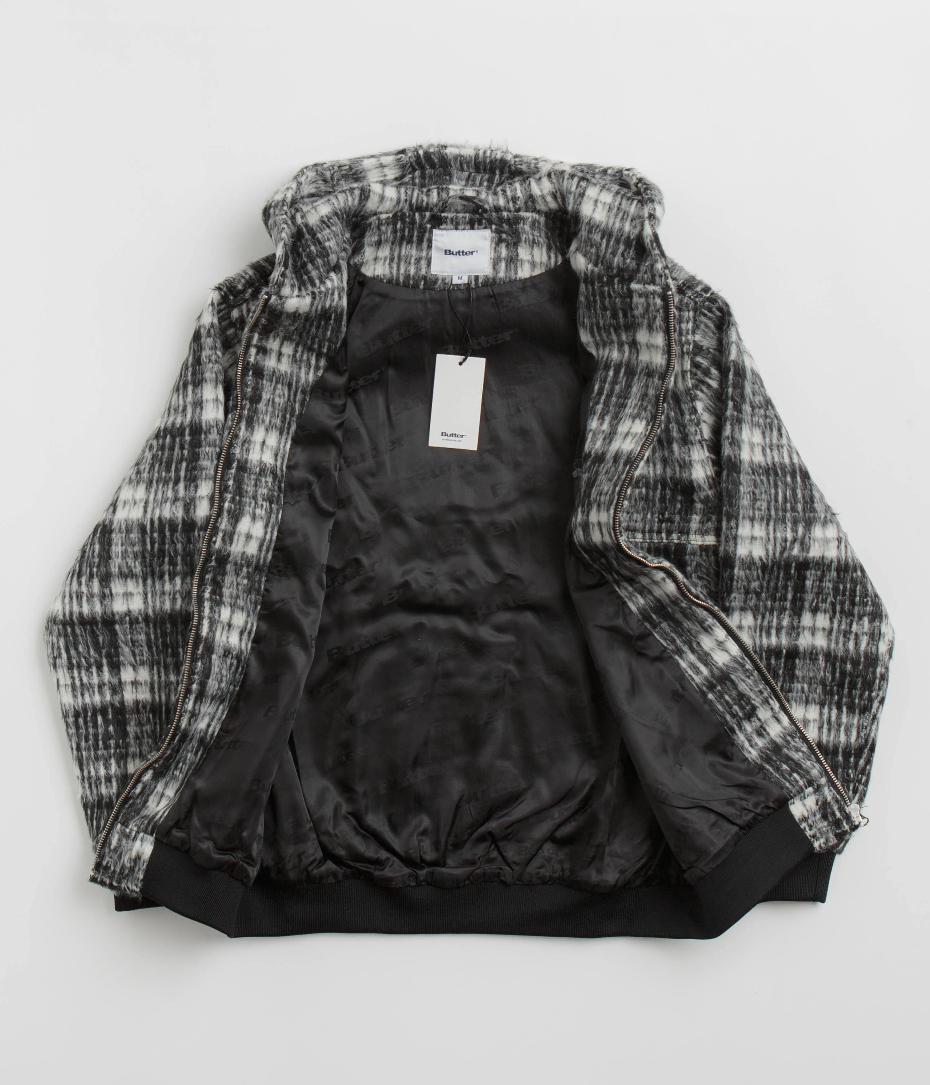 label Ventilated Back Butter Goods Heavy Plaid Work Jacket - Black / White