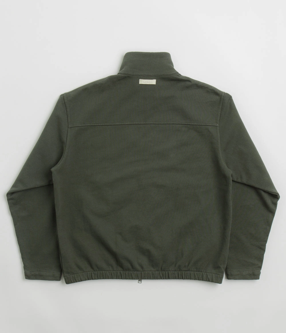 Norse Projects Bjorn Relaxed Organic Loopback Track Jacket - Black Olive Adjustable Hem