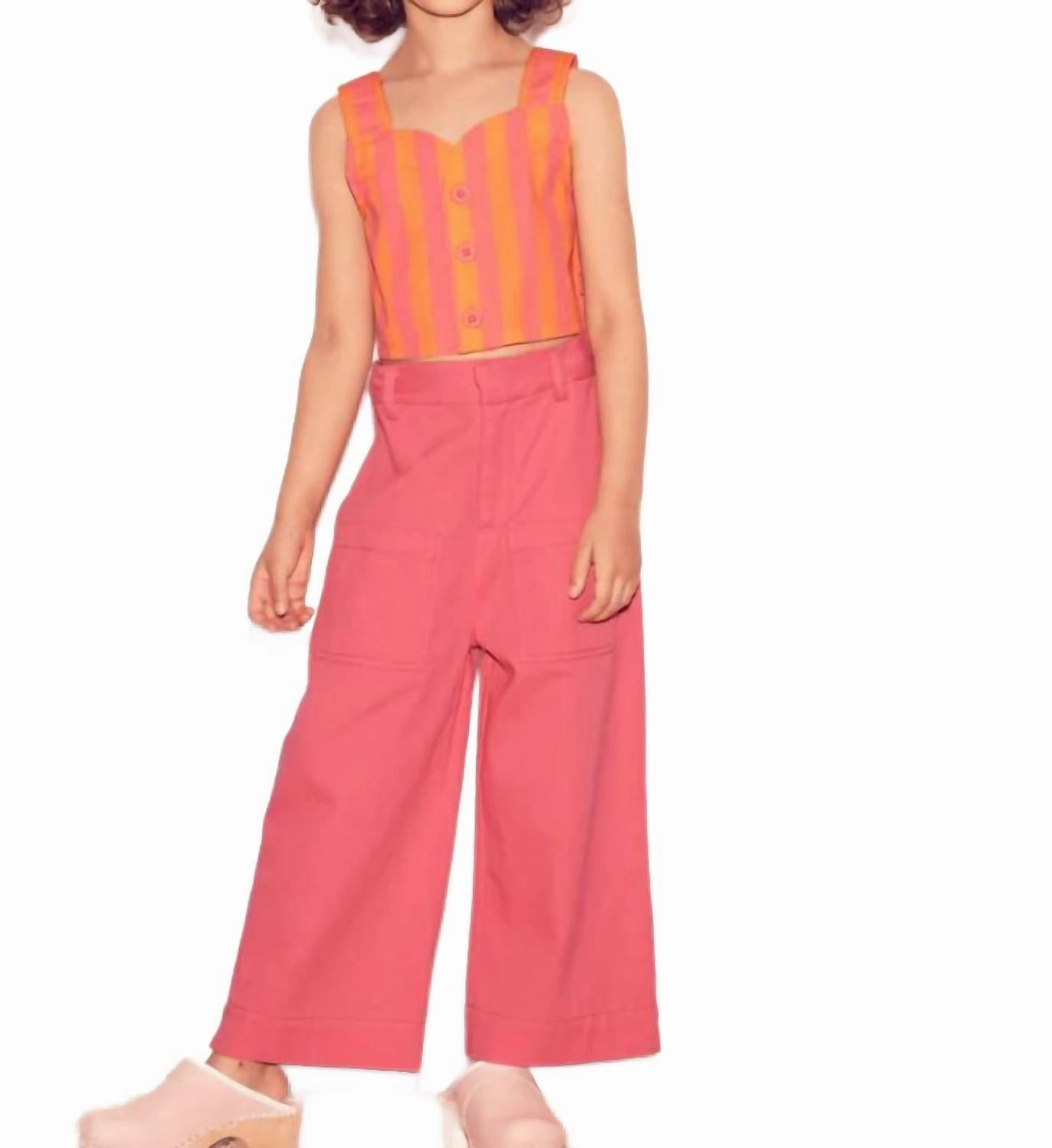 HighRiseWaist No Fuss Fit Contrast Stitch Corda Pants In Lipstick