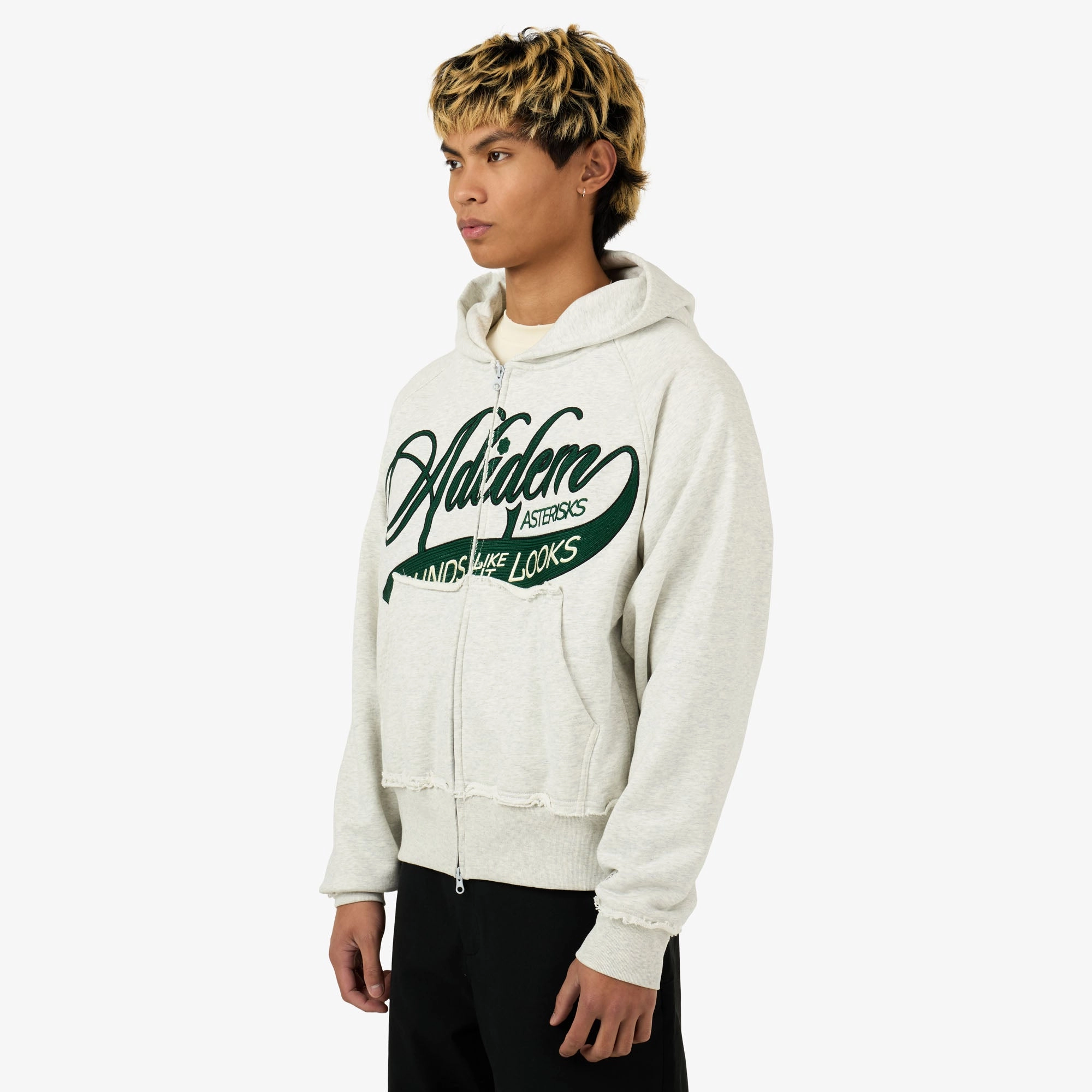 Adidem Asterisks Sounds Cursive Zip-Up Heather Effortless Hoodie product mountain style allure