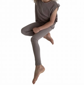 Kid's Leggings In Dark Grey Noise Reduciting Fabric Durable Stitching