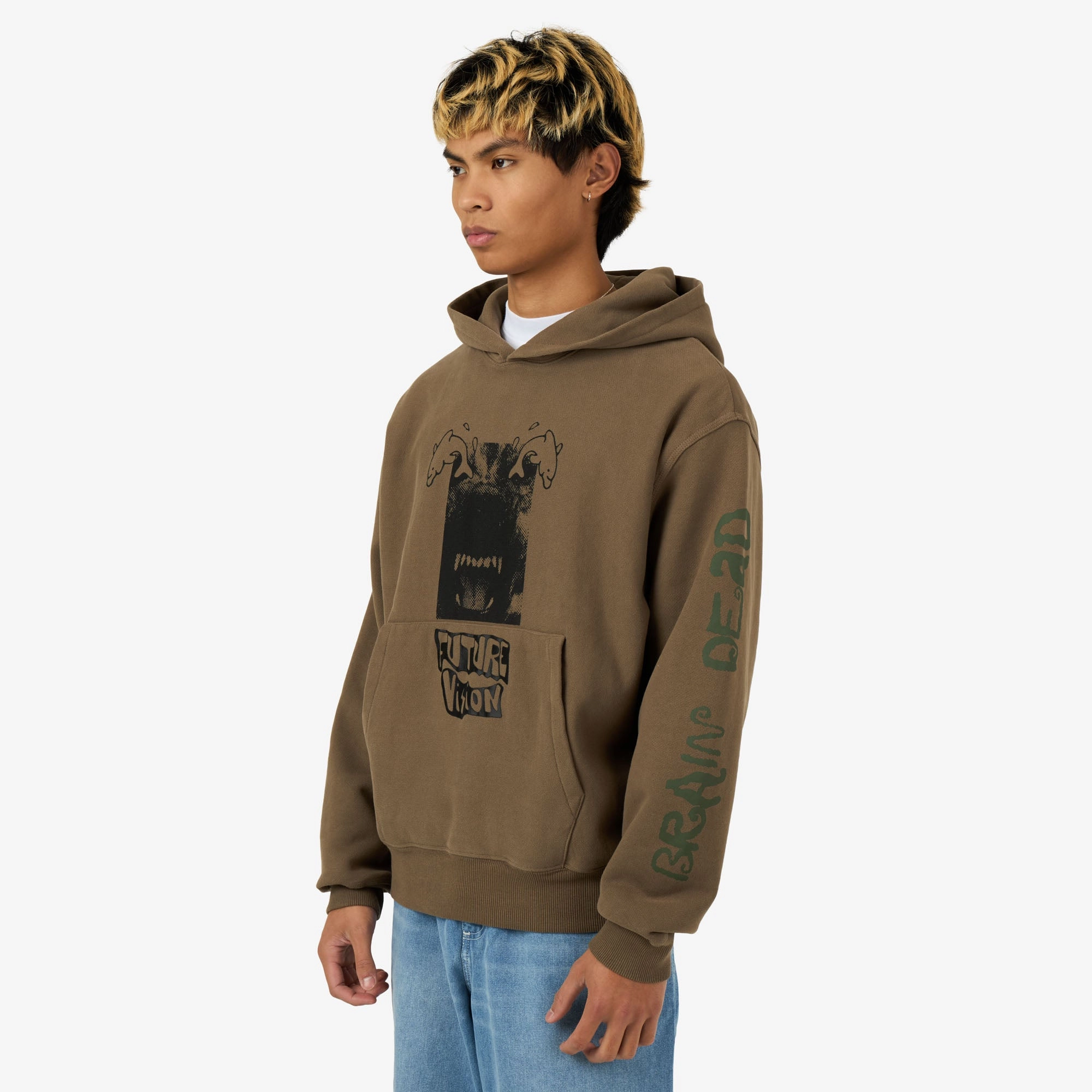 product sustainability impact Vintage Look Brain Dead Future Vision Hoodie Coffee