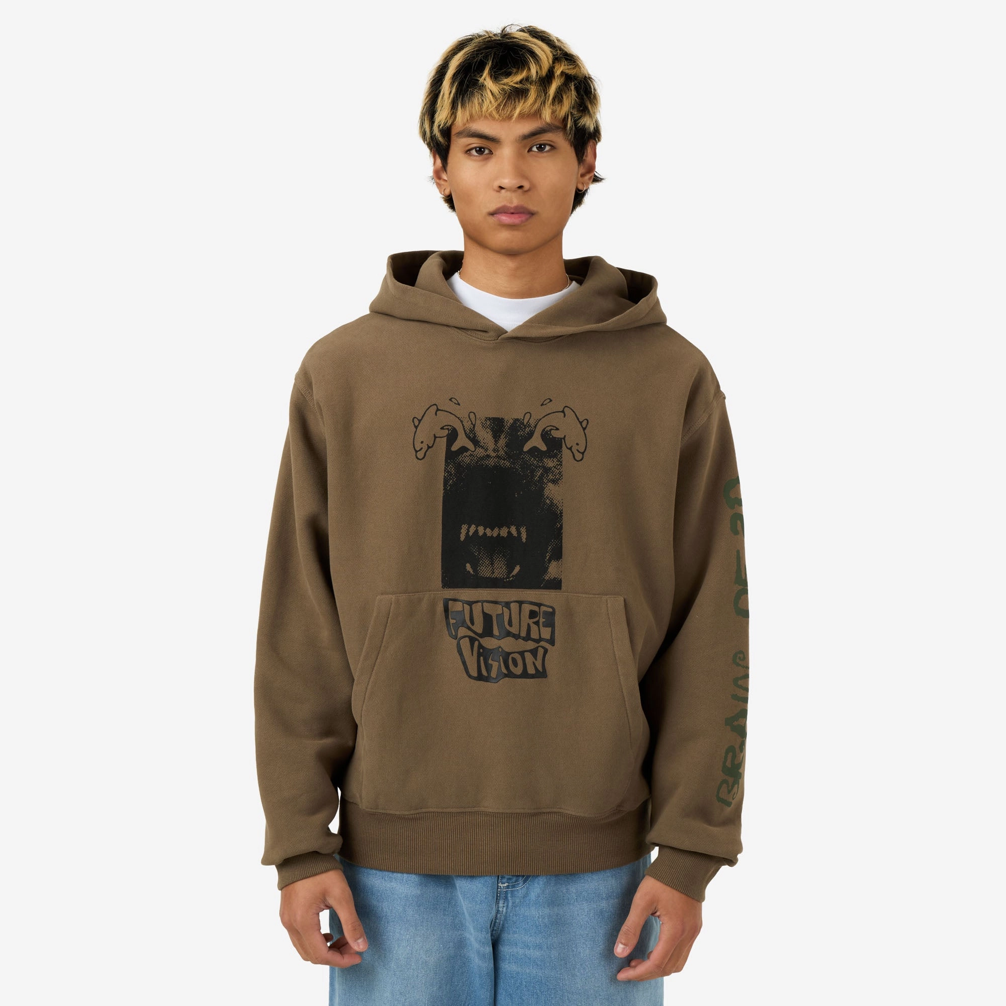 Brain Dead Future Vision Hoodie Coffee Essential Outerwear Classic Active