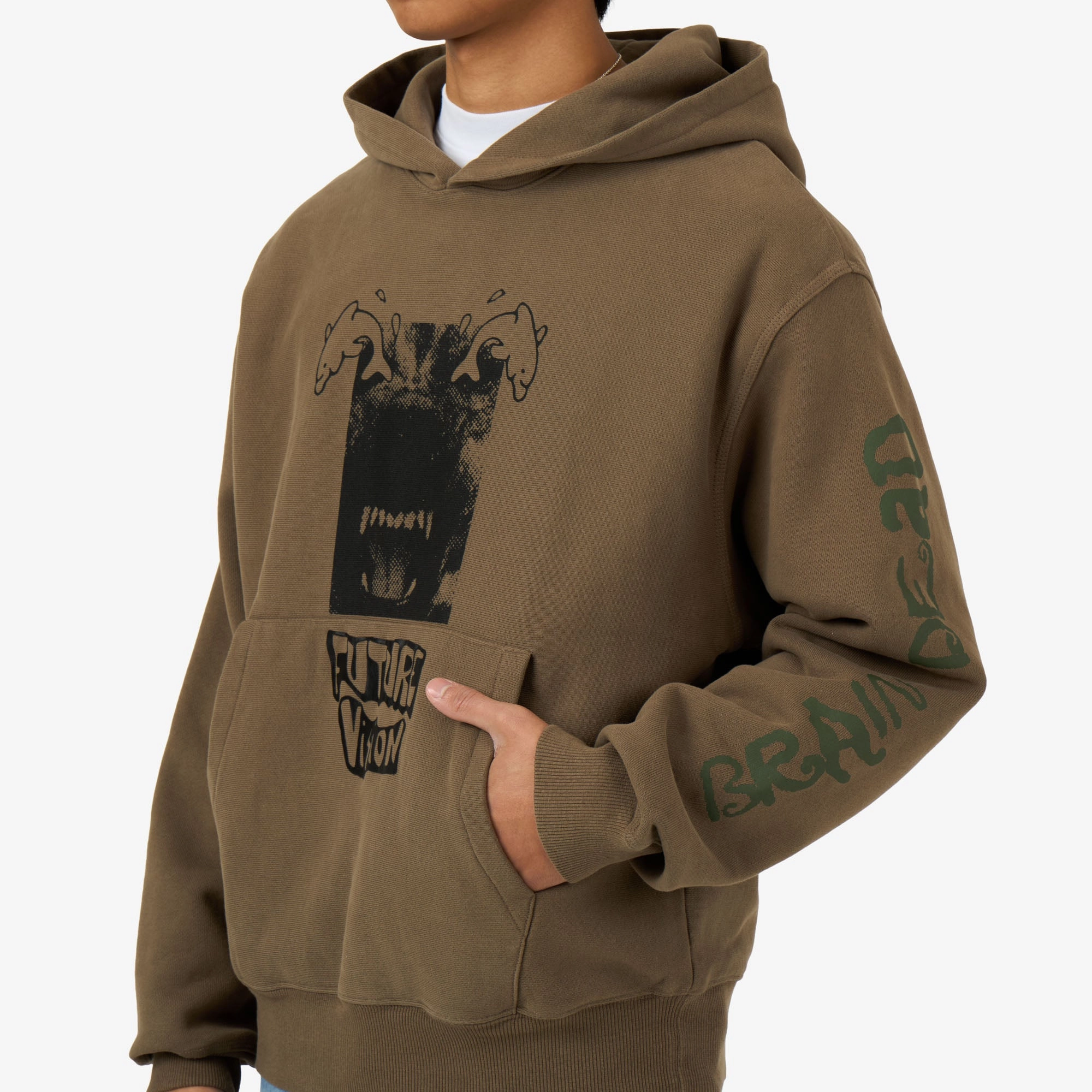 Brain Dead Future Vision Hoodie Coffee Limited Edition pearl accents