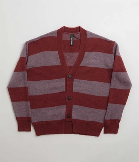 Travel Relaxed No Problemo Striped Mohair Oversized Cardigan - Burgundy Multi