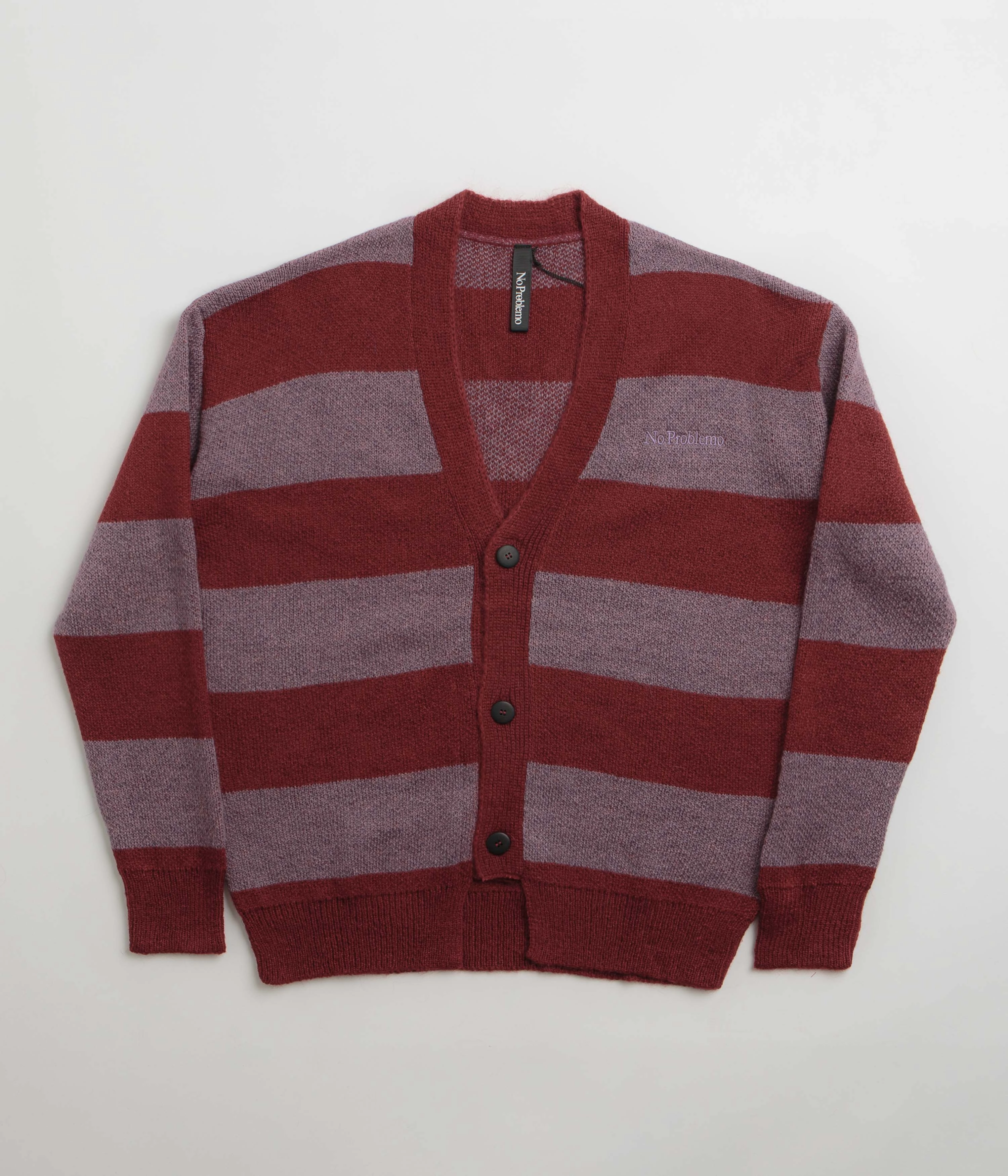 Travel Relaxed No Problemo Striped Mohair Oversized Cardigan - Burgundy Multi
