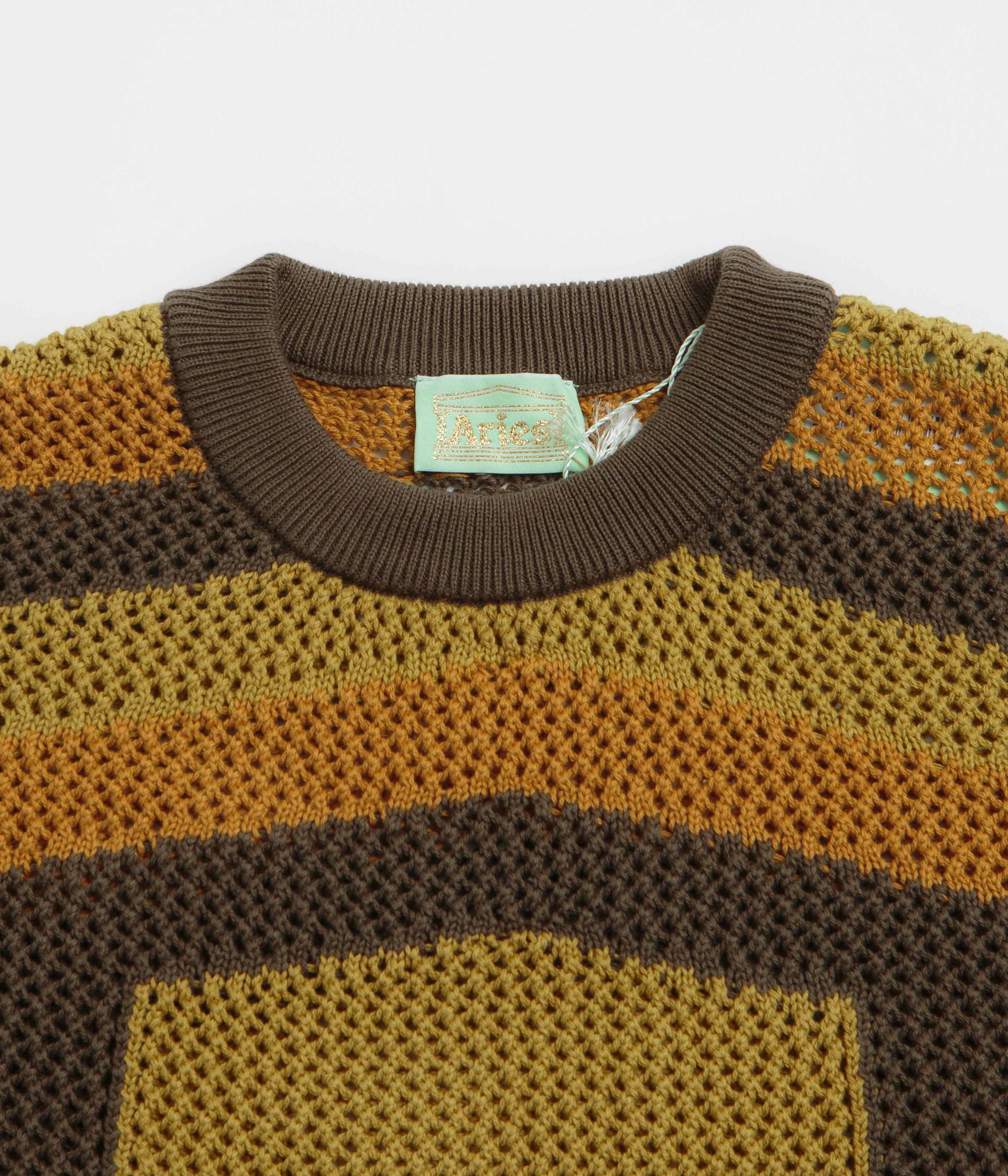 Essential Sporty Aries Crochet Temple Knit Sweatshirt - Khaki