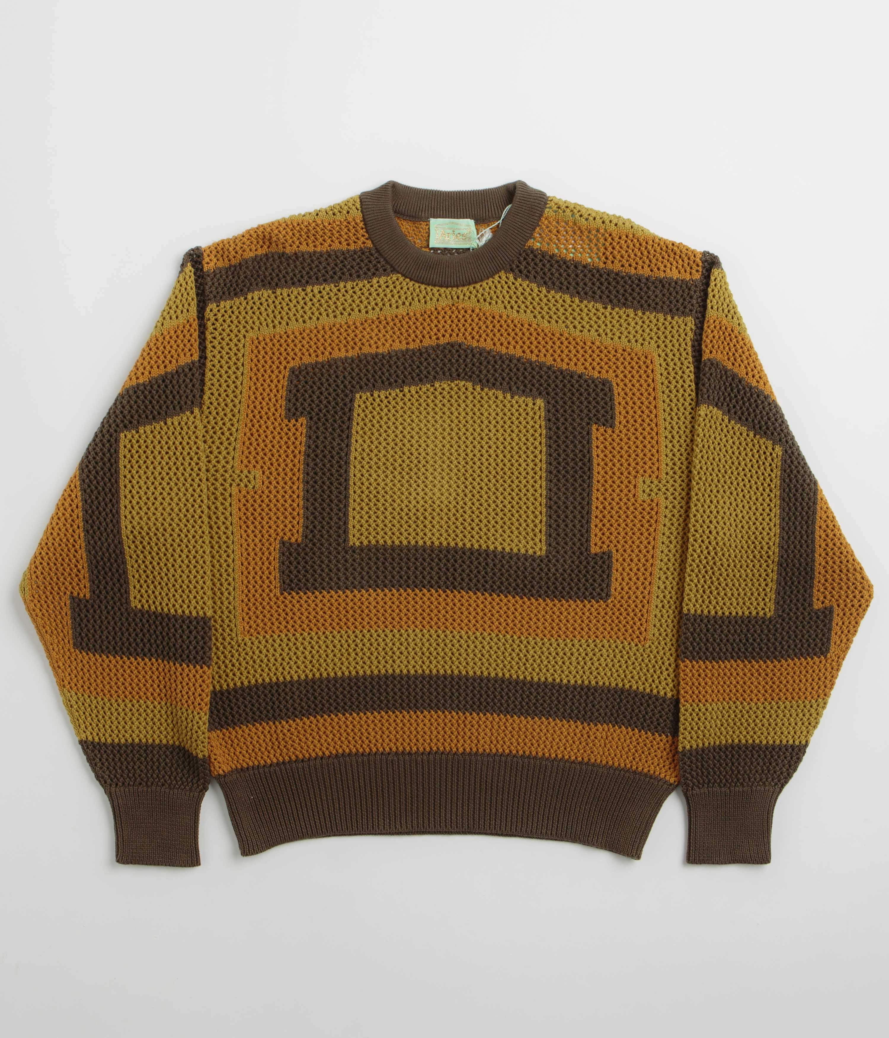 product budget friendly Aries Crochet Temple Knit Sweatshirt - Khaki