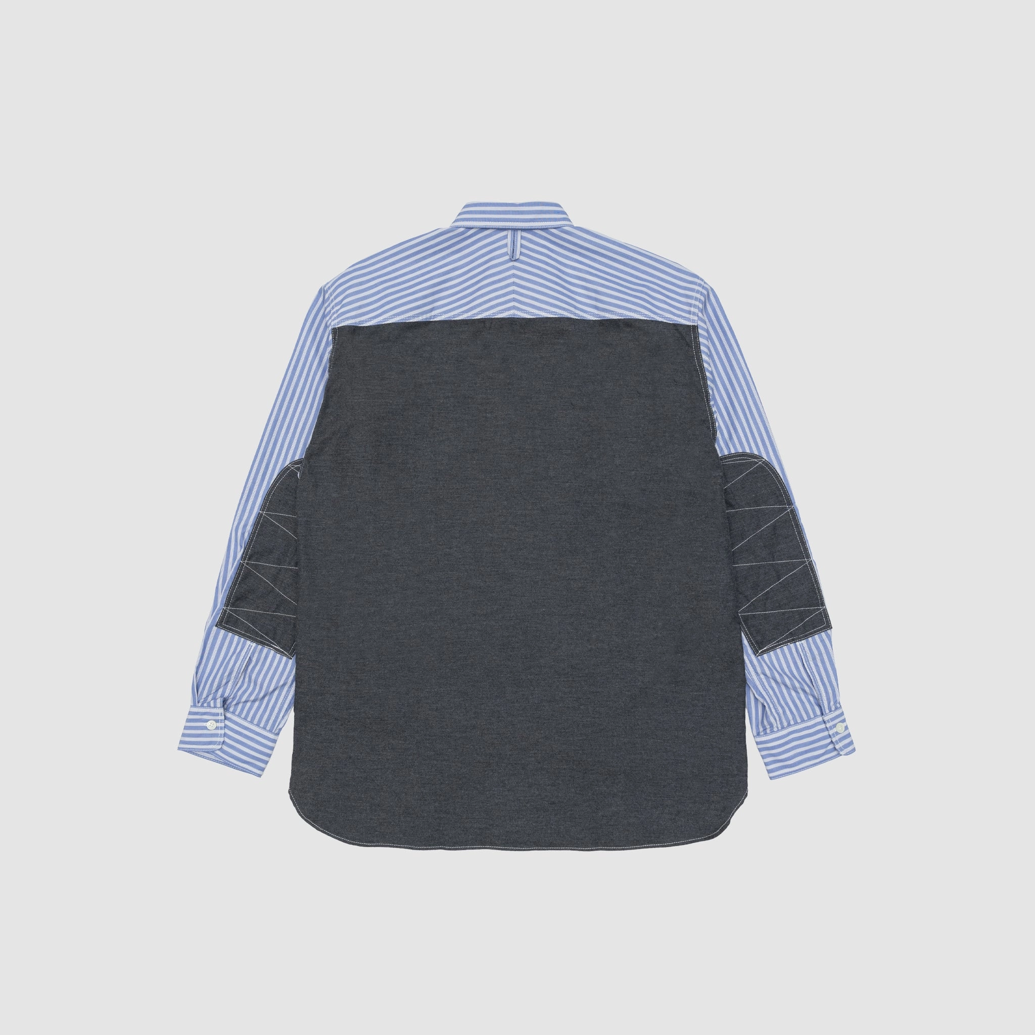 COTTON STRIPED ELBOW PATCH SHIRT Coastal Vibes Creative Professional