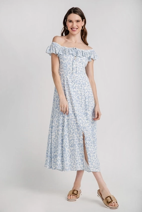 Z Supply Veda Tropical Off Shoulder Maxi Dress BreathableFabric