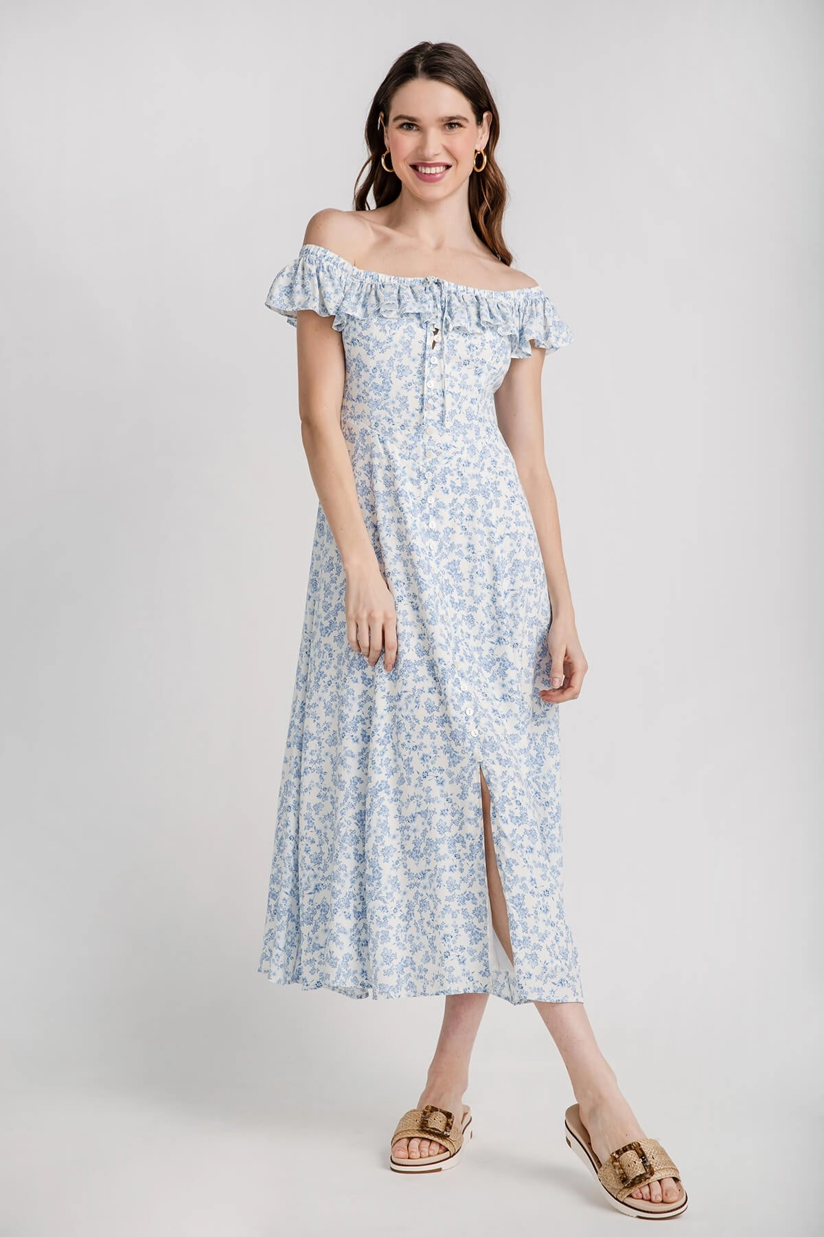 Z Supply Veda Tropical Off Shoulder Maxi Dress BreathableFabric