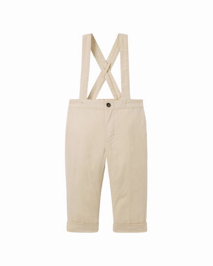 Soft Design Quick Access Pockets Janie and Jack Linen-Blend Suspender Pant
