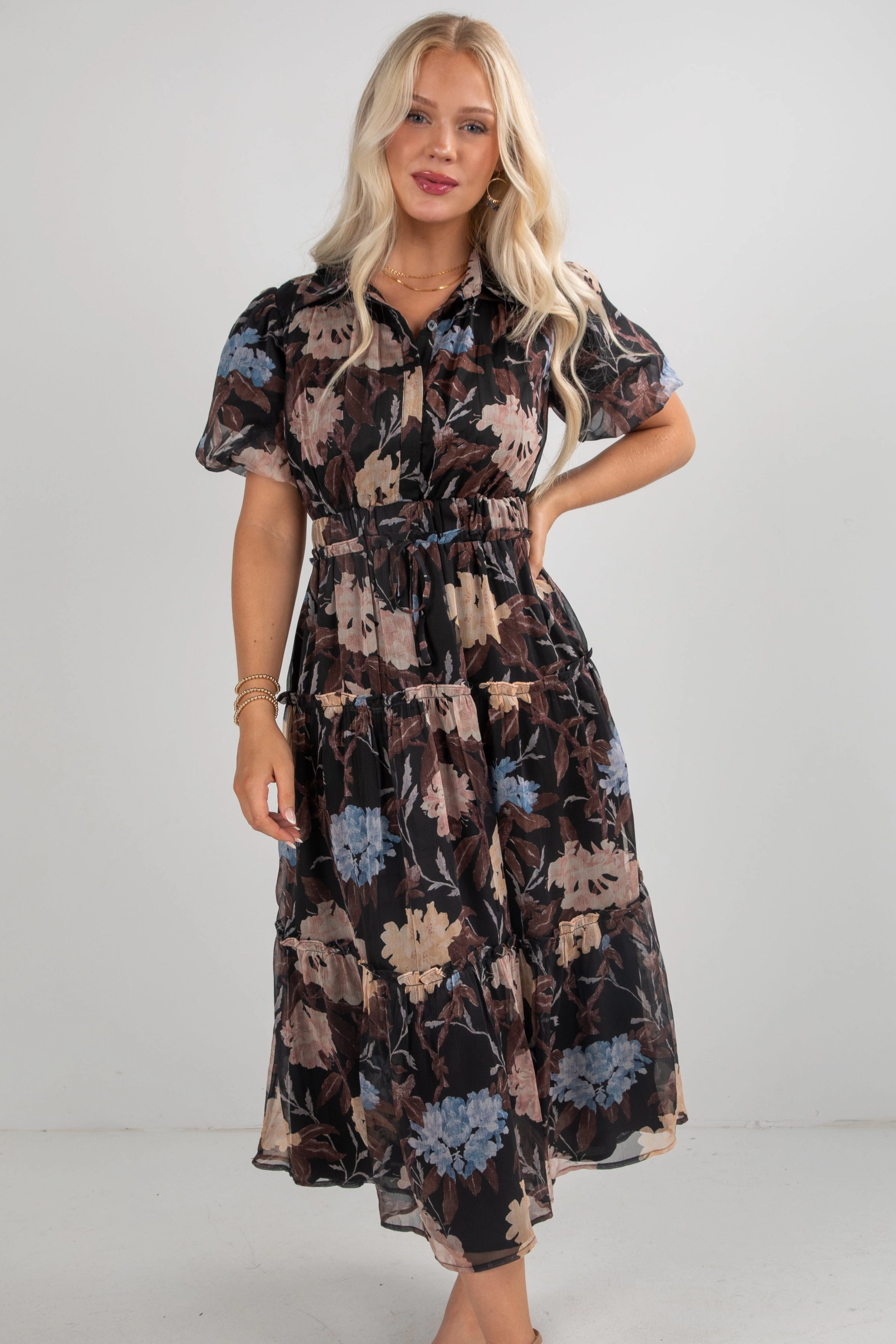 FINAL SALE - Hear Your Call Black Floral Maxi Dress Travel Light Quiet Sweet