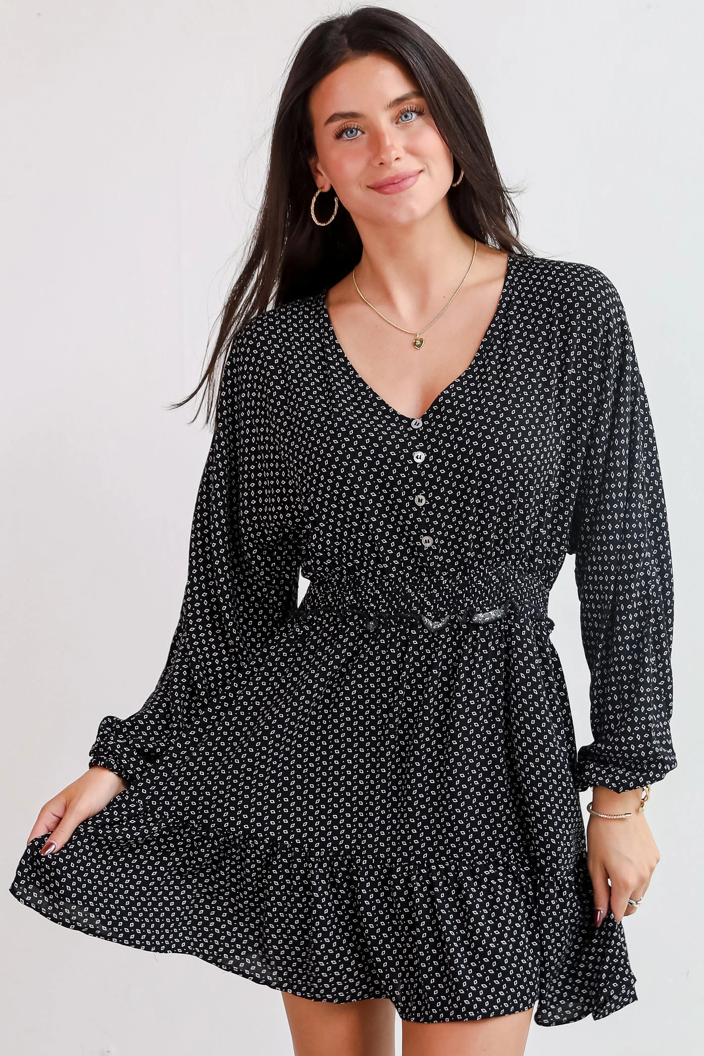 FINAL SALE - Desirably Dramatic Black Mini Dress Trendy Appearance