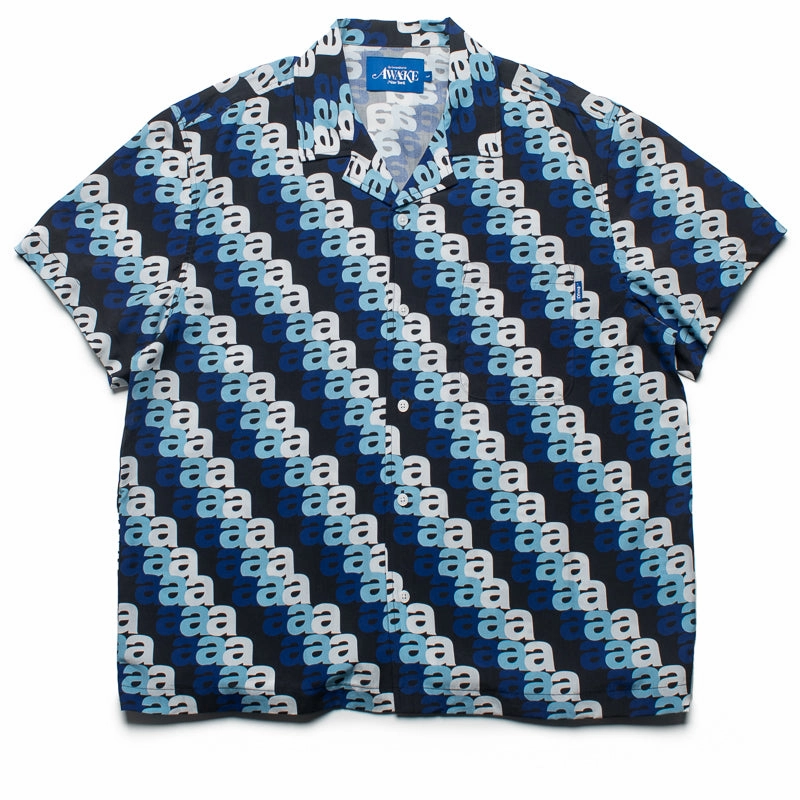Friends Meetup Multipurpose Utility Awake NY Triple 'A' Print Camp Shirt - Blue/Multi
