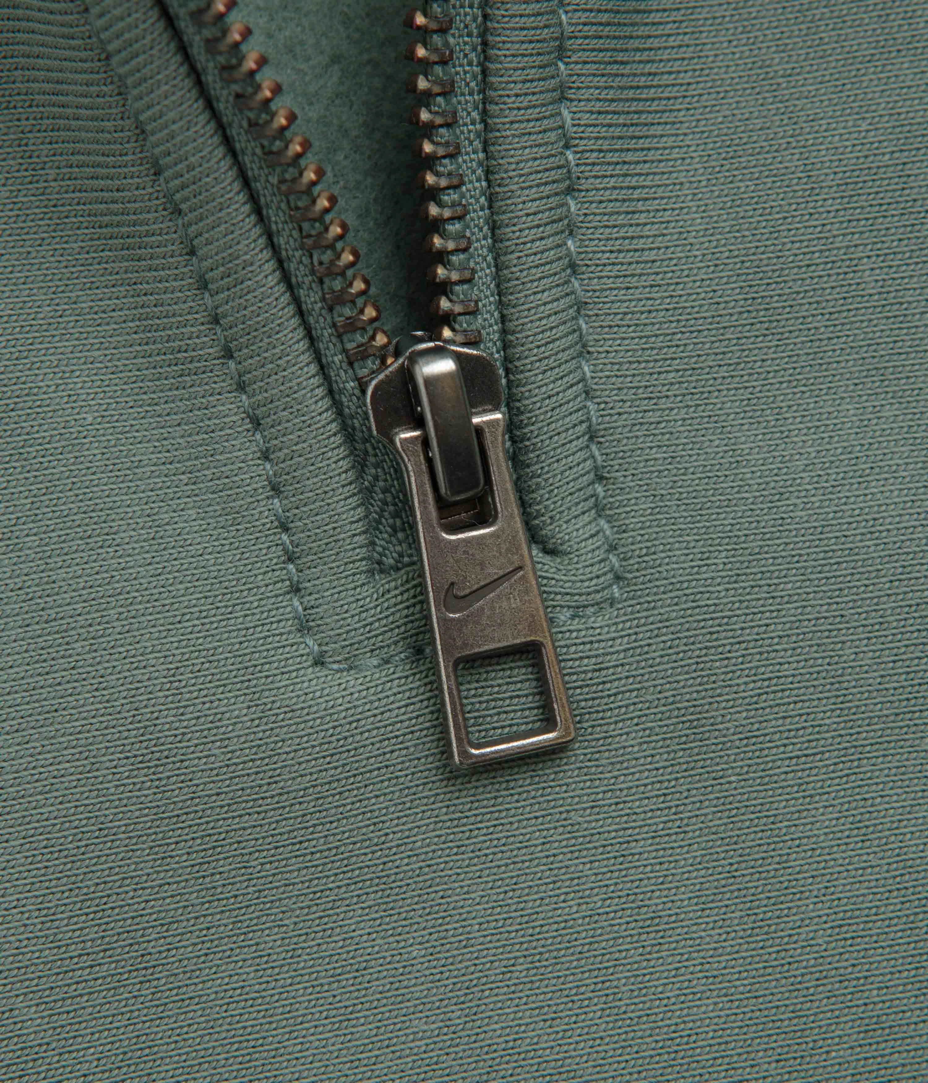 Nike Solo Swoosh Quarter Zip Sweatshirt - Clay Green / White V neck Layered Wear