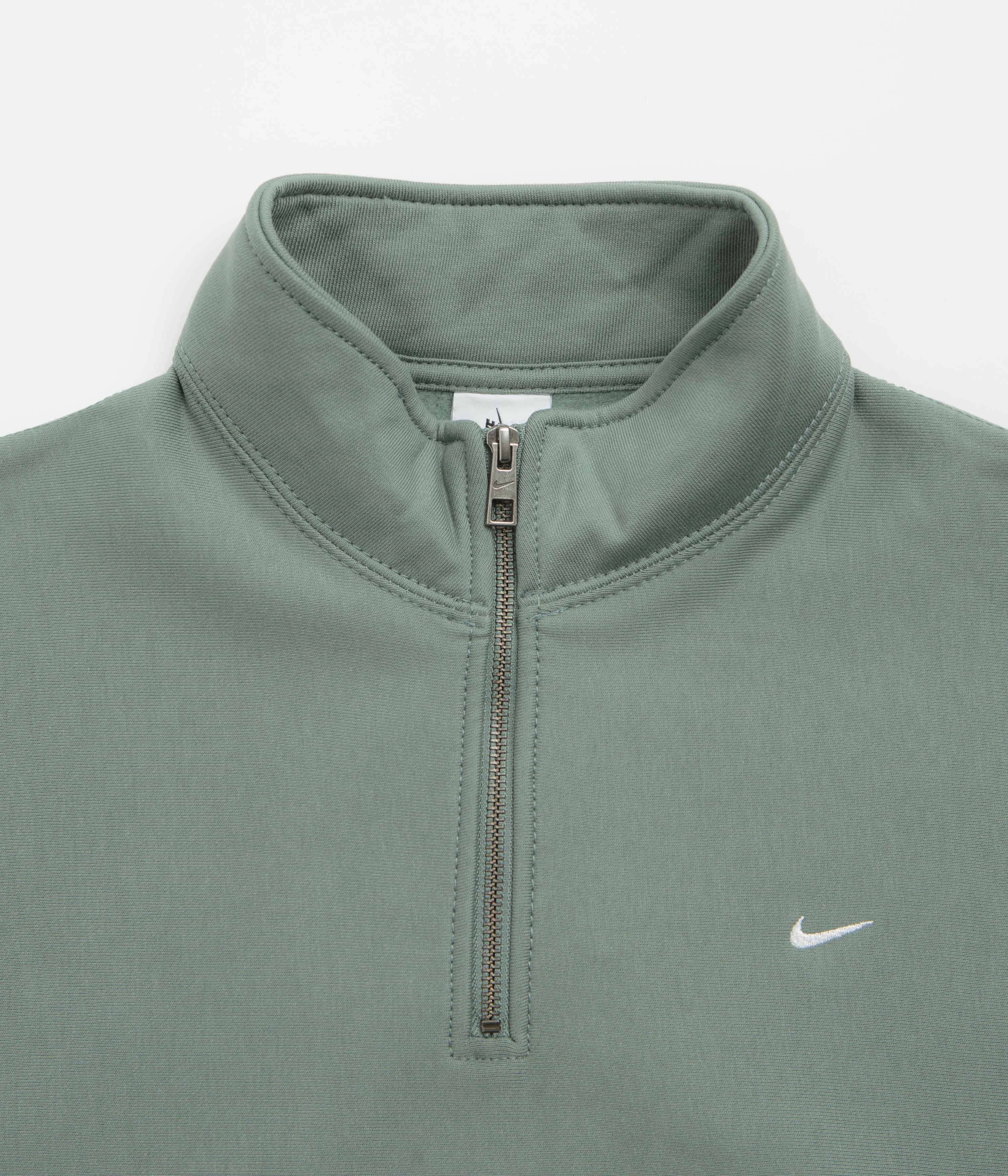 Nike Solo Swoosh Quarter Zip Sweatshirt - Clay Green / White High-Quality Fabric