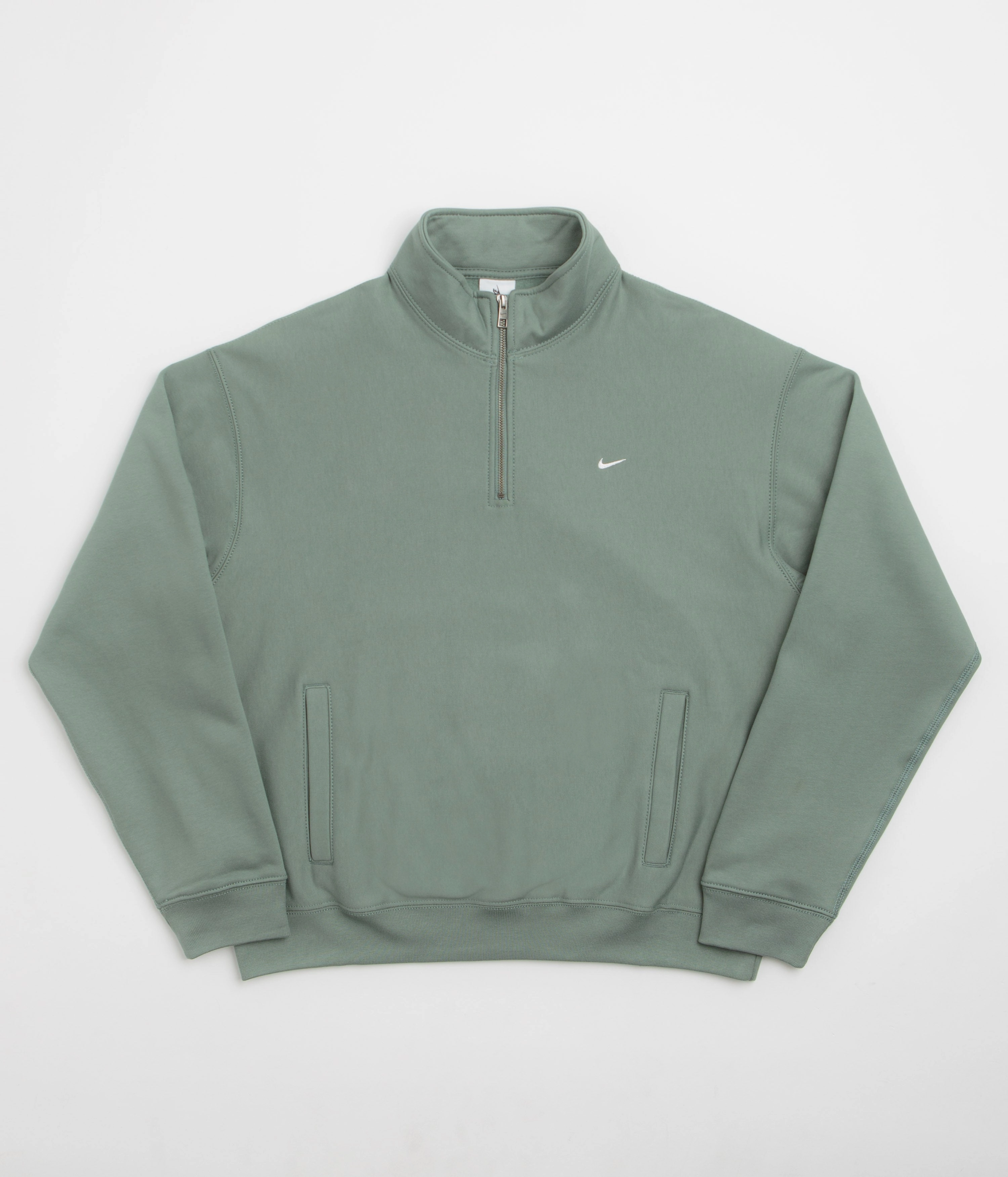Simple Comfort Daily Staple Nike Solo Swoosh Quarter Zip Sweatshirt - Clay Green / White