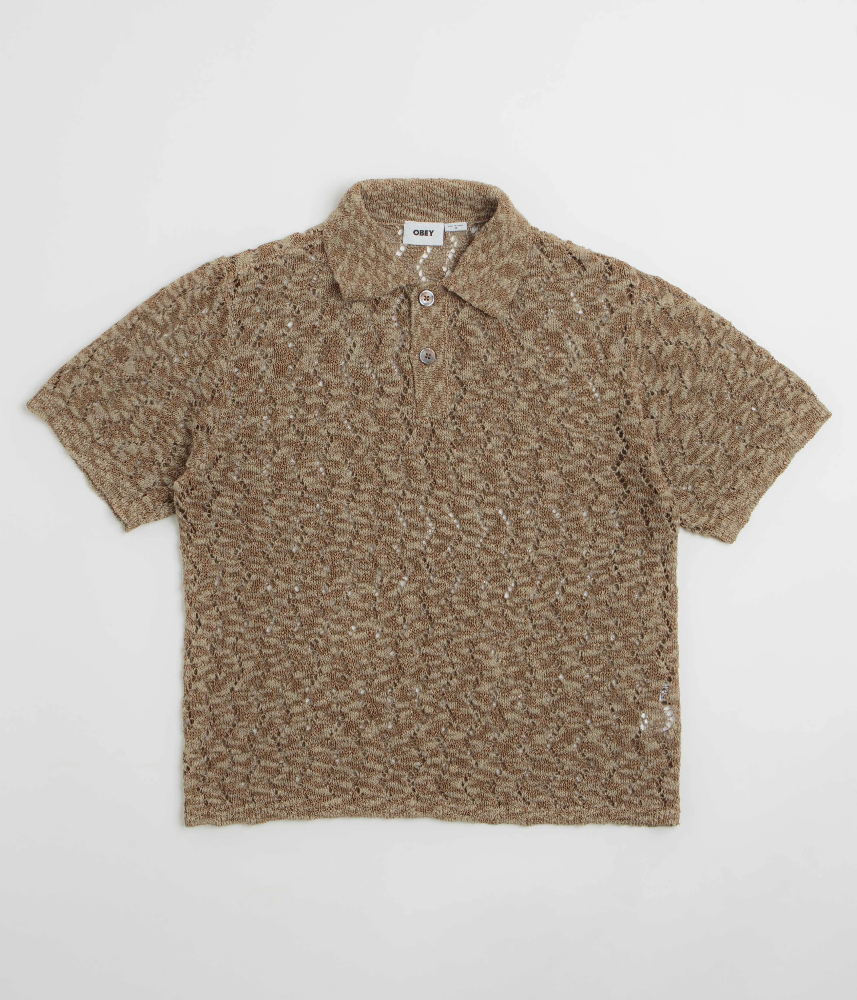 Ombre product festival wearability Obey Andre Polo Short Sleeve Sweatshirt - Toffee Brown