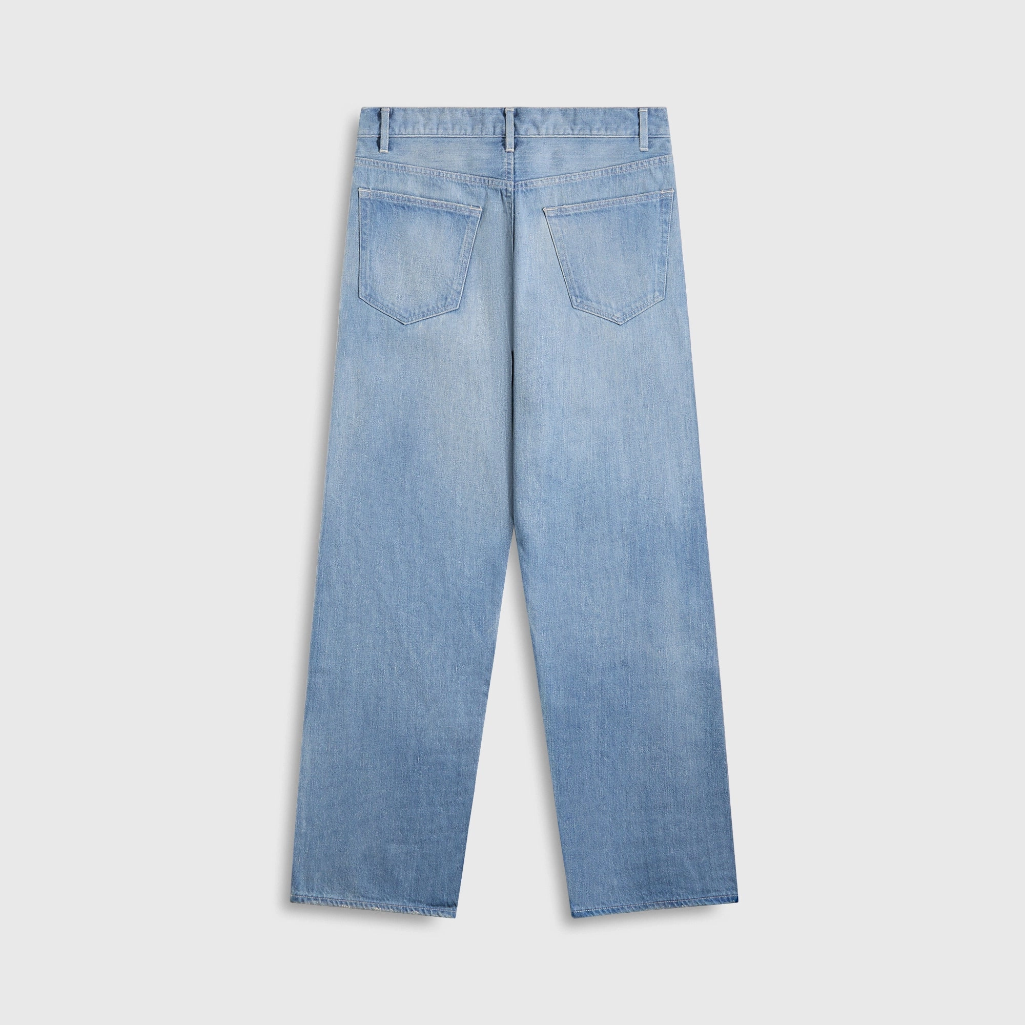 Auralee Selvedge Faded Light Denim Wide Pants - Light Indigo Casual Performance Comfy Cut