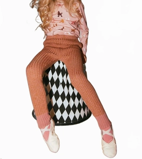 Ribbed Merino Wool Leggings In Pink Stain Resistant Weave Versatile staple