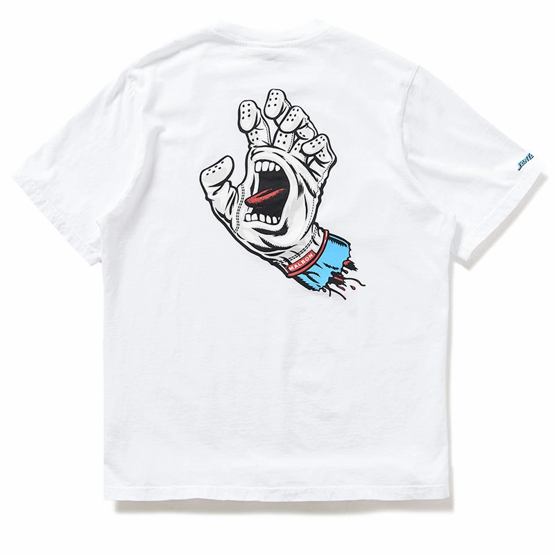 Malbon Golf x Santa Cruz Bermuda Screaming Hand Tee - White Three Thread Overlock Stitching