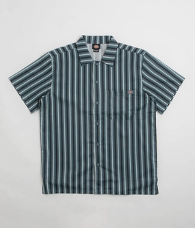 Weekend Outfit Polished Finish Dickies Multi Stripe Work Short Sleeve Shirt - Stormy Weather