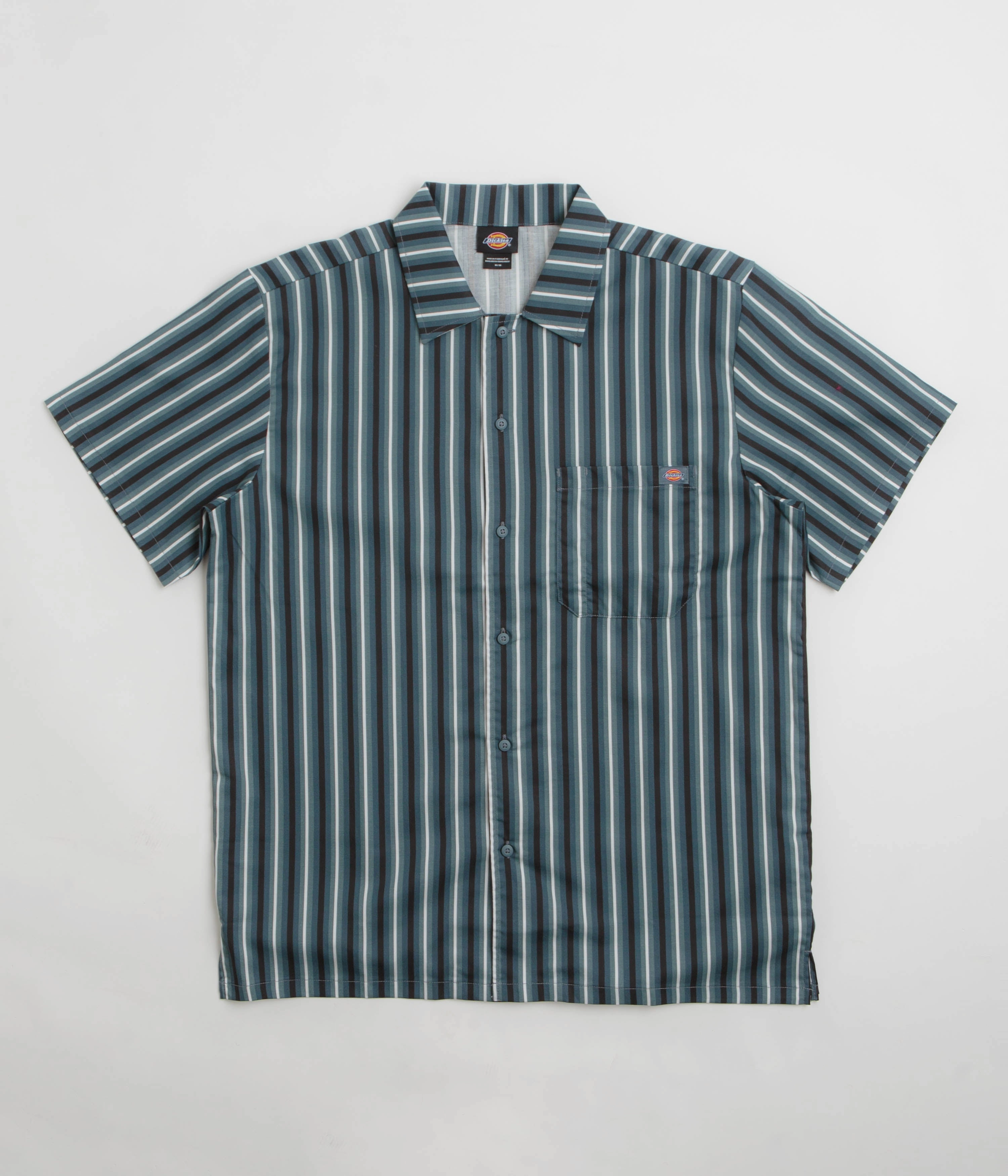 Sophisticated Elegance Dickies Multi Stripe Work Short Sleeve Shirt - Stormy Weather