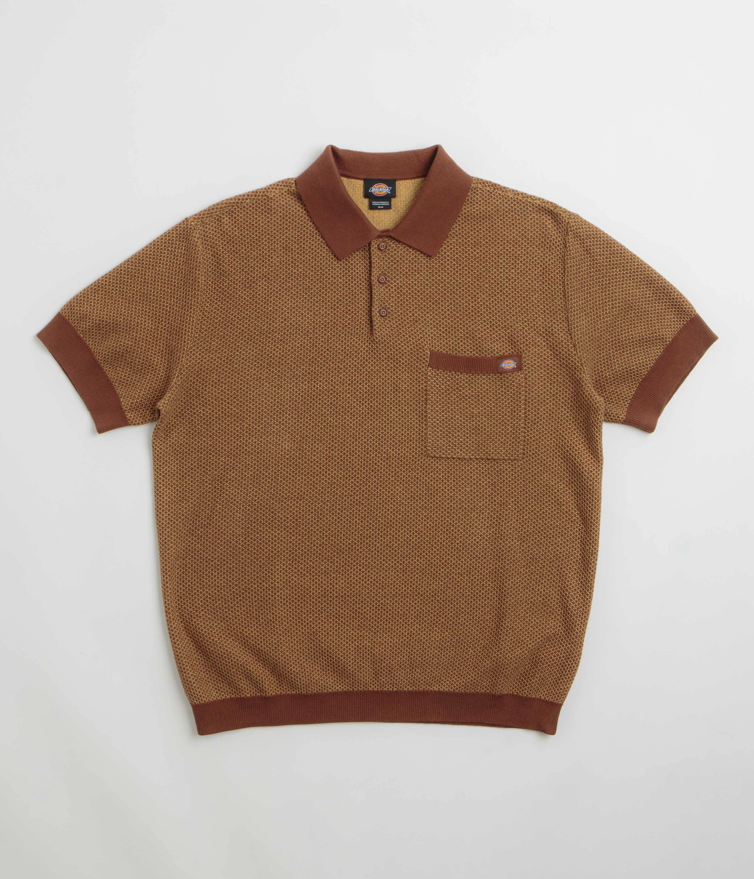 hypoallergenic Timeless Fit Dickies Rocky Knit Short Sleeve Polo Shirt - Oak Buff