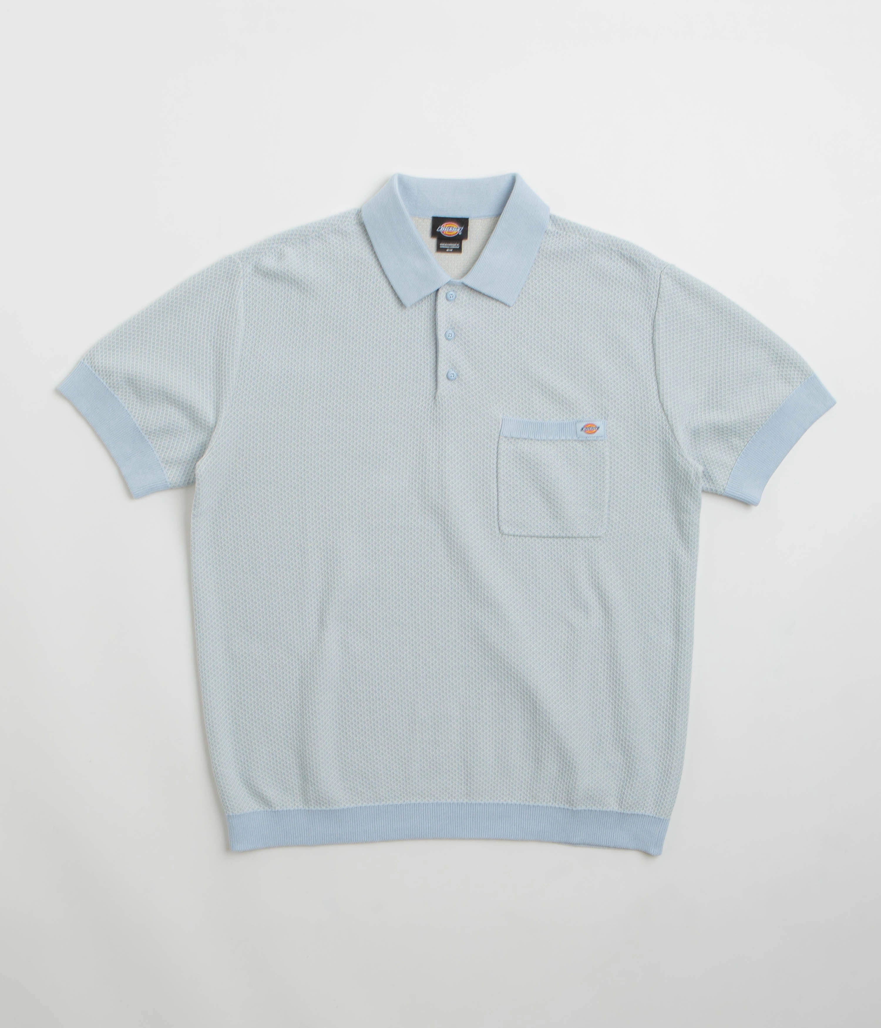 Runway Inspired Chic Layer Dickies Rocky Knit Short Sleeve Polo Shirt - Whitecap Grey