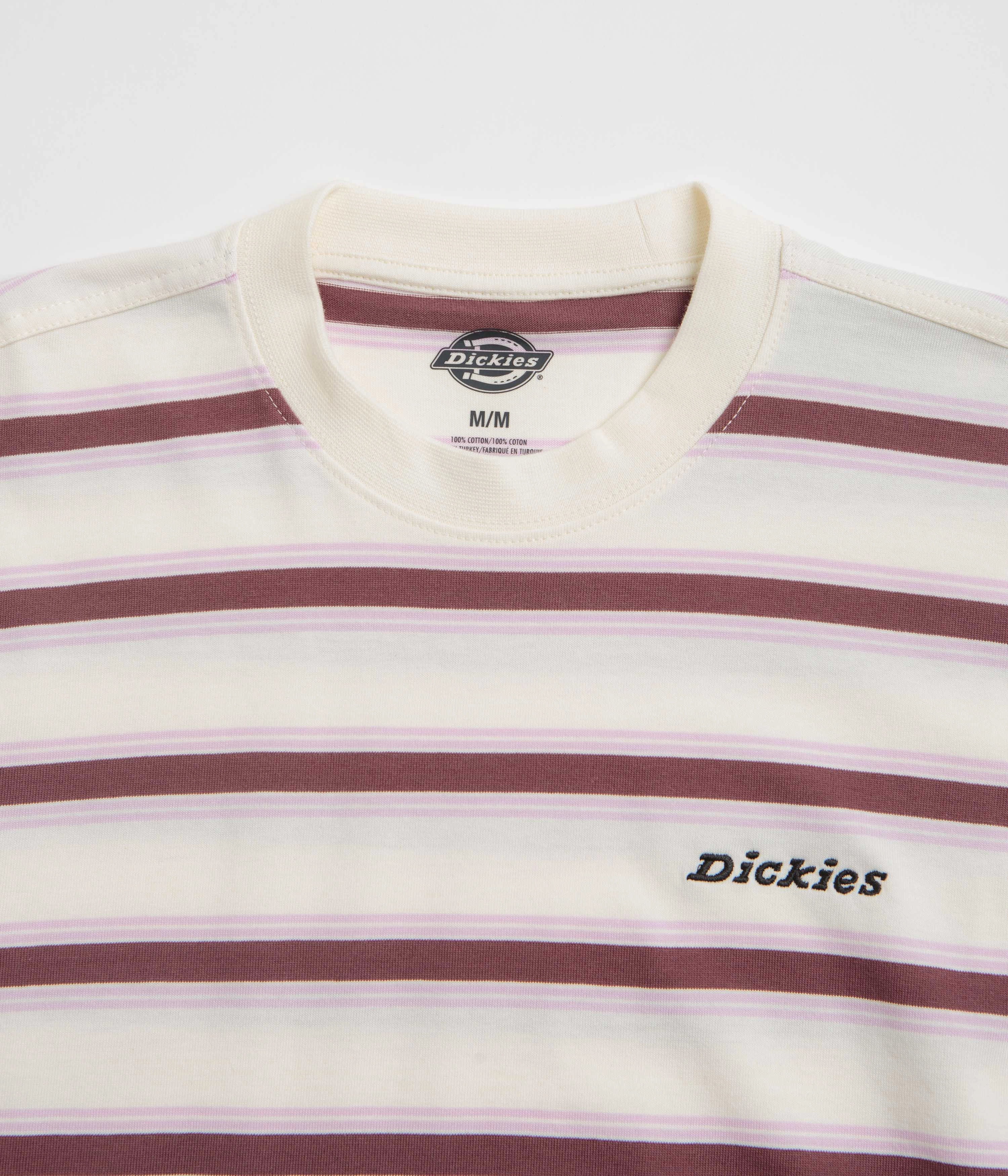Dickies York Stripe T-Shirt - Egret Flatlock Seam Technique Sportswear
