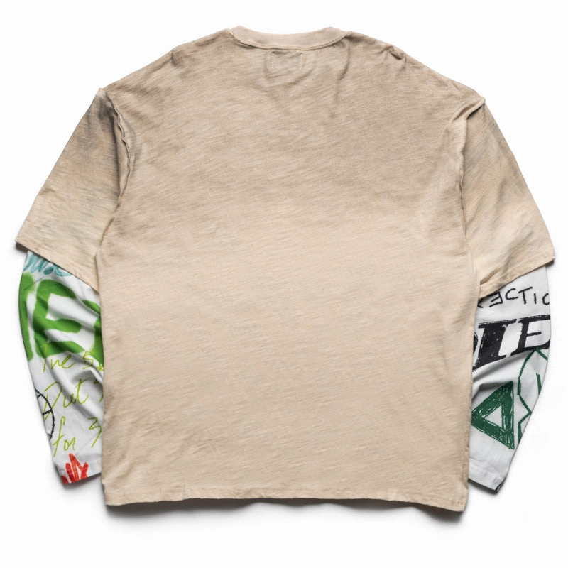 Beach house Diet Starts Monday Double Layer Skull L/S Tee - Antique White/Multi