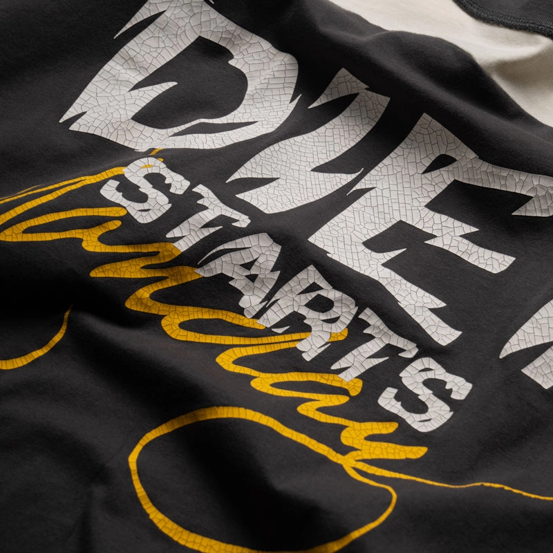 Diet Starts Monday DSM Yoke Tee - Vintage Black theater performance Sequined design