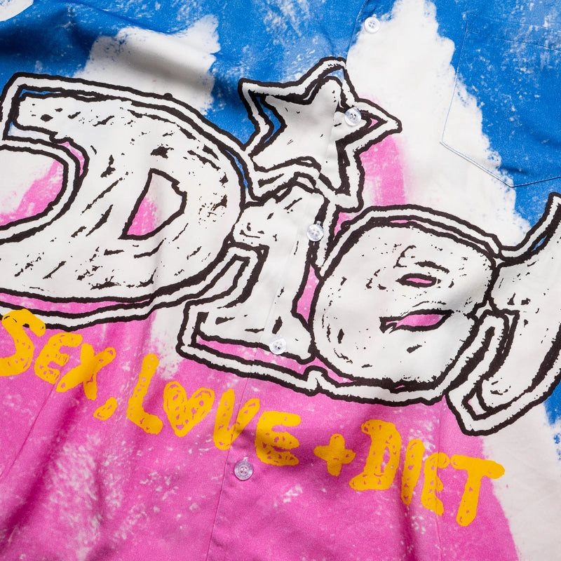 Diet Starts Monday Knievel Button Up Shirt - Blue/Pink On-The-Go Style