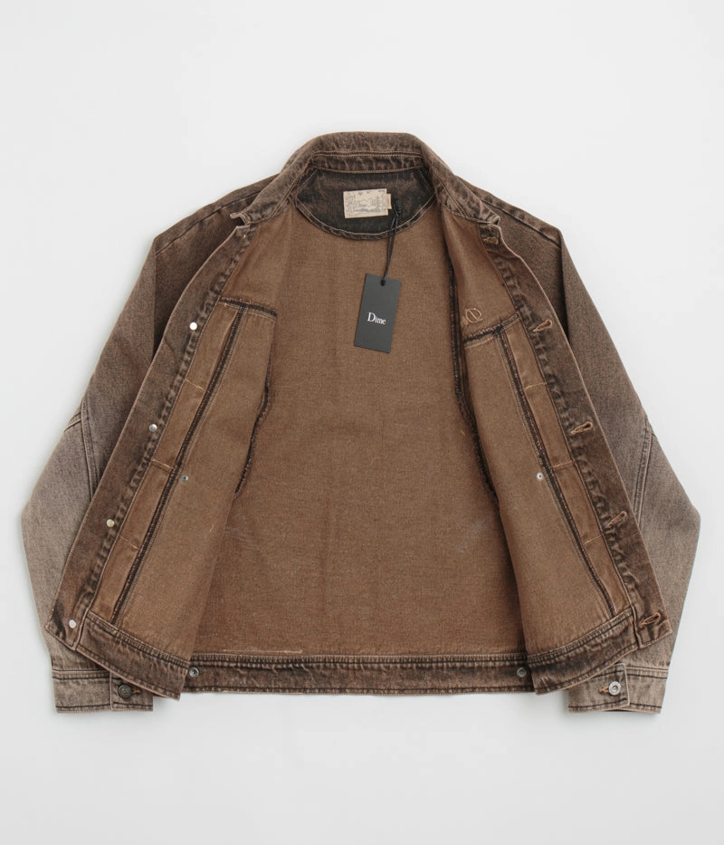 Stretchable Material Dime Denim Jacket - Dipped Sandblasted Brown