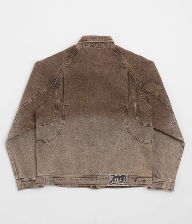 Dime Denim Jacket - Dipped Sandblasted Brown Lightweight Outerwear Classic Fit