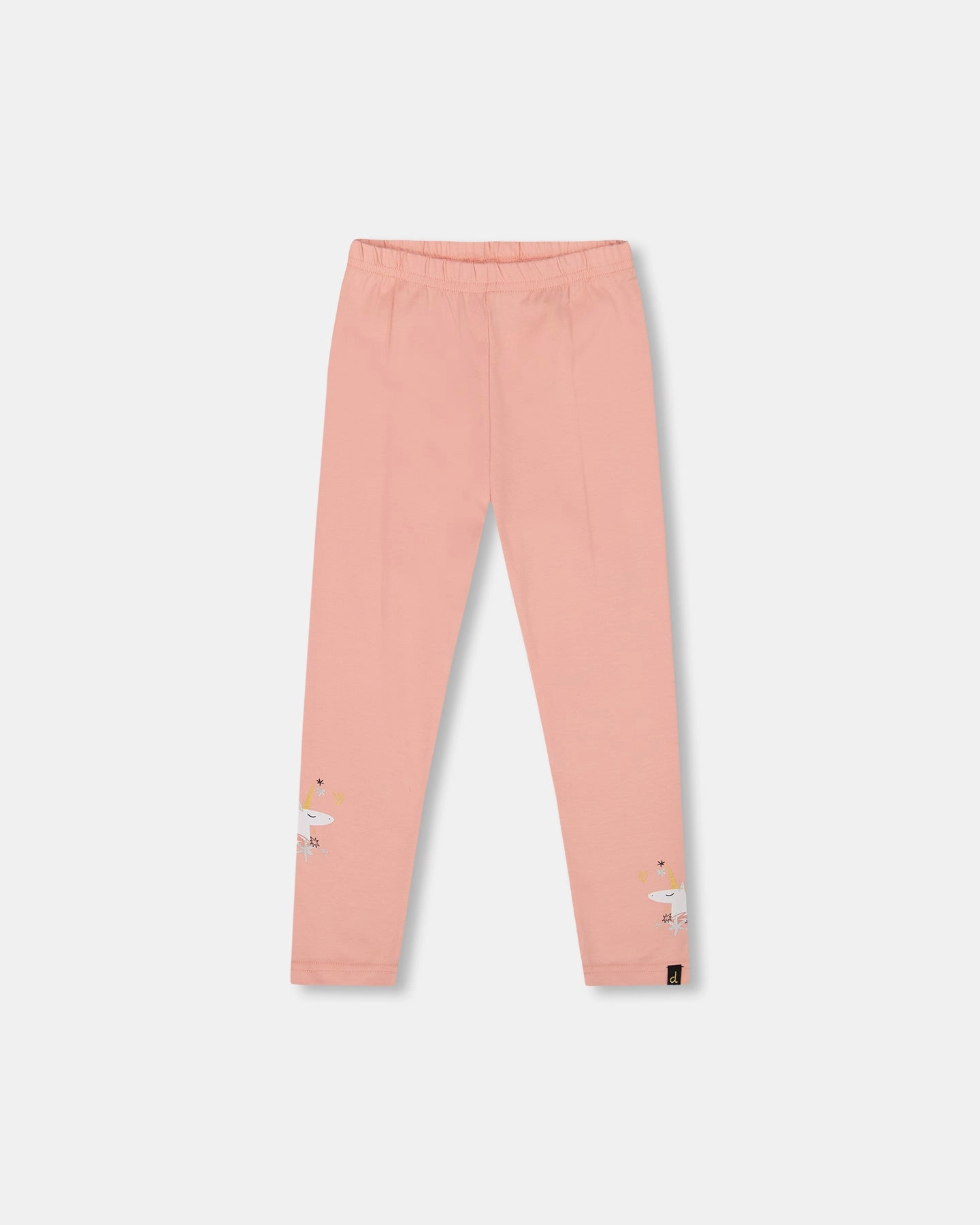 Organic Cotton Leggings Dusty Pink with Unicorn Print Adaptable Fit