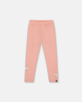 NonRestrictiveFit Organic Cotton Leggings Dusty Pink with Unicorn Print