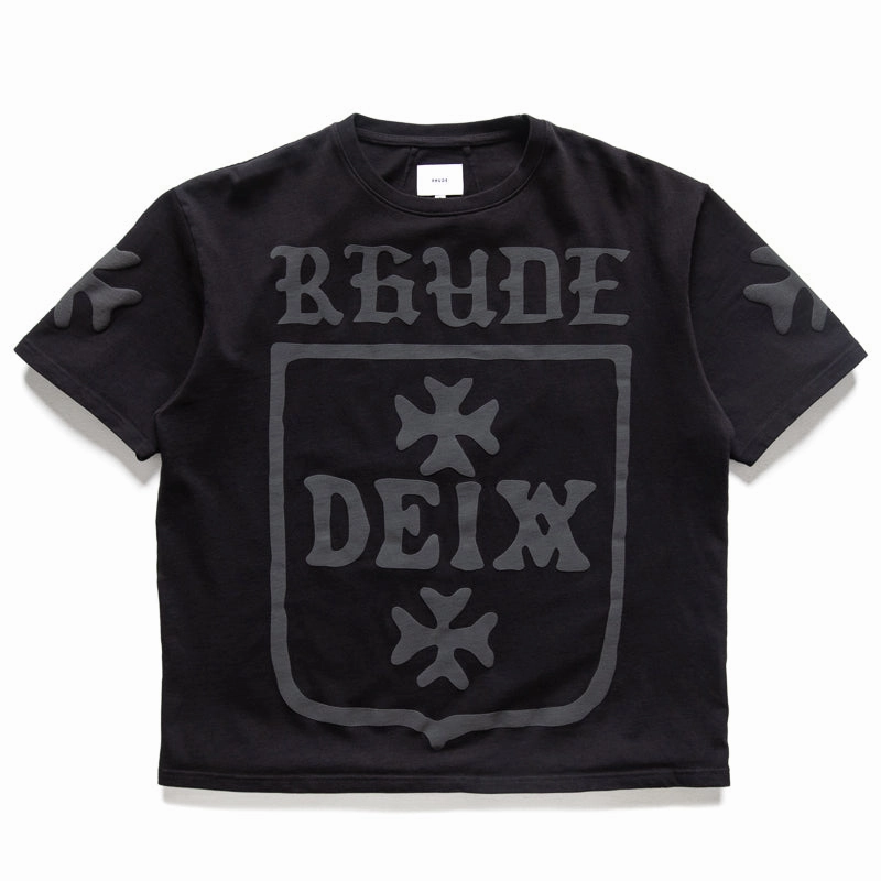 Rhude Deix Shield Oversized Tee - Black cinema event