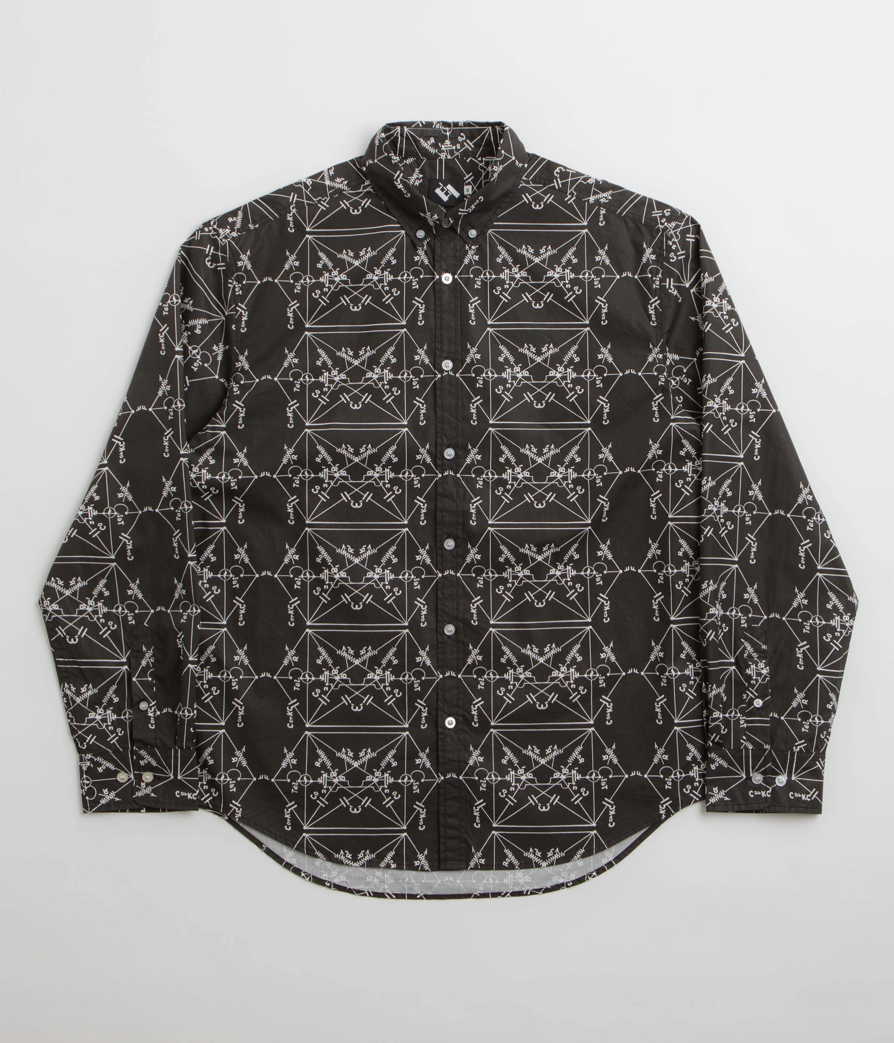 The Trilogy Tapes Envelopes All Over Print Shirt - Black Military Inspired