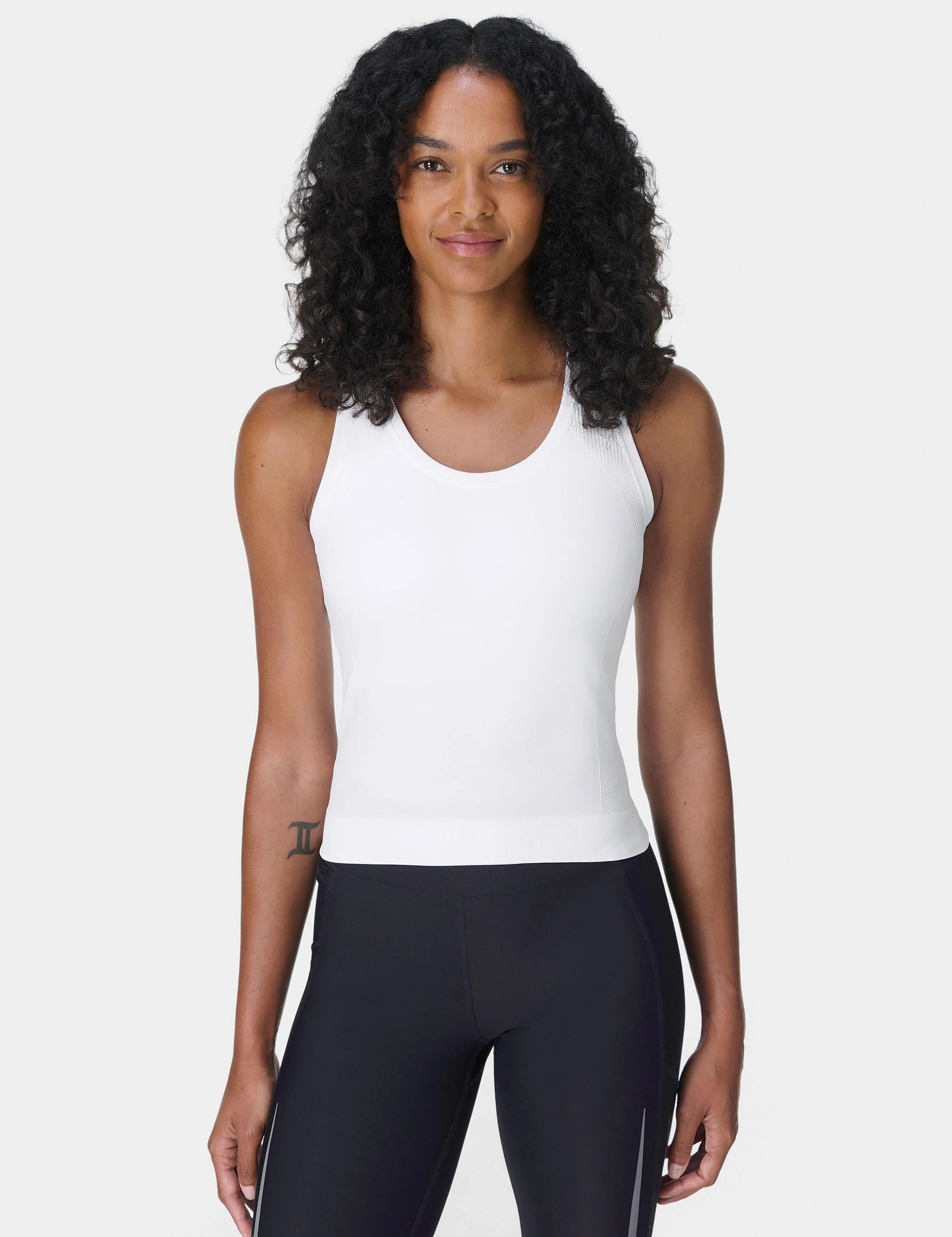 Athlete Crop Seamless Workout Vest - White High Stretch Material