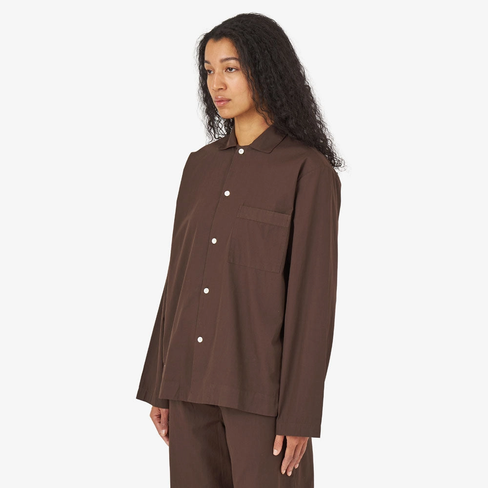 Tekla Poplin Long Sleeve Shirt / Coffee Multipocket Style garden party