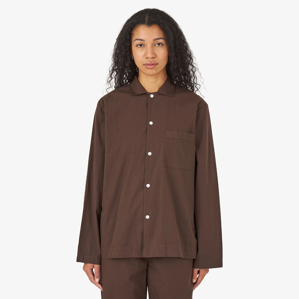 Stylish Element Tagless Labeling Tekla Poplin Long Sleeve Shirt / Coffee