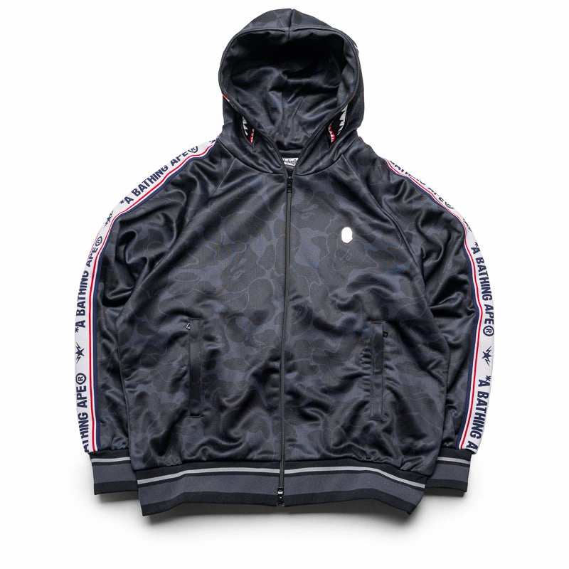 Echidna like Street Cool A Bathing Ape Solid Camo Shark Full Zip Hoodie - Black