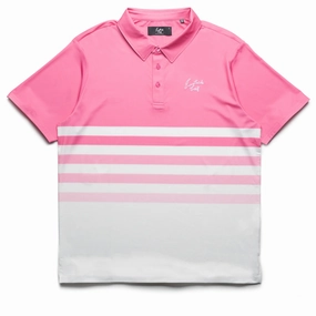 Breathable Comfort High-End Fabric Eastside Golf Ombre Striped Signature Polo - Pink Cosmos
