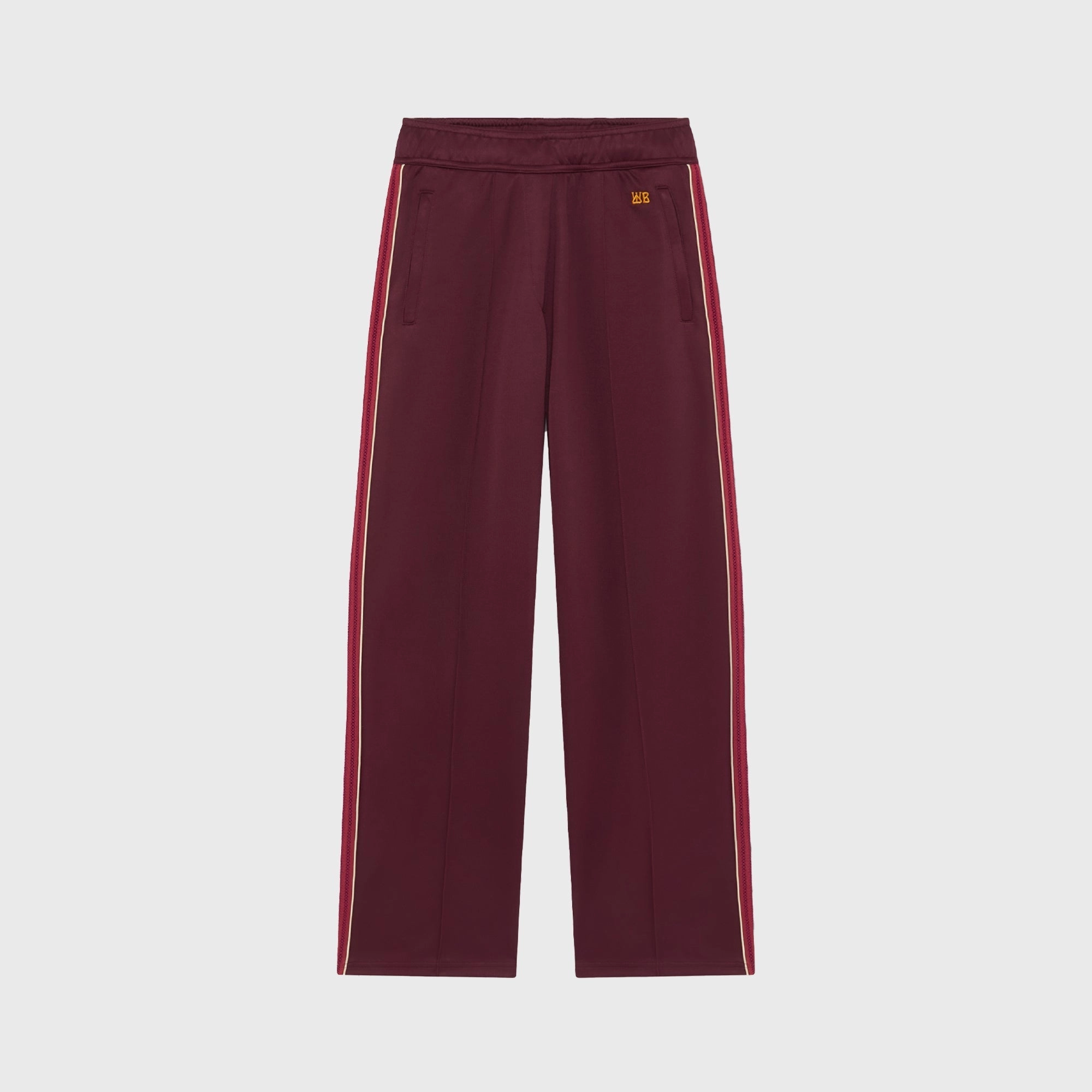 Wales Bonner Plain Poly Jersey Mantra Track Pants - Burgundy ReinforcedPockets